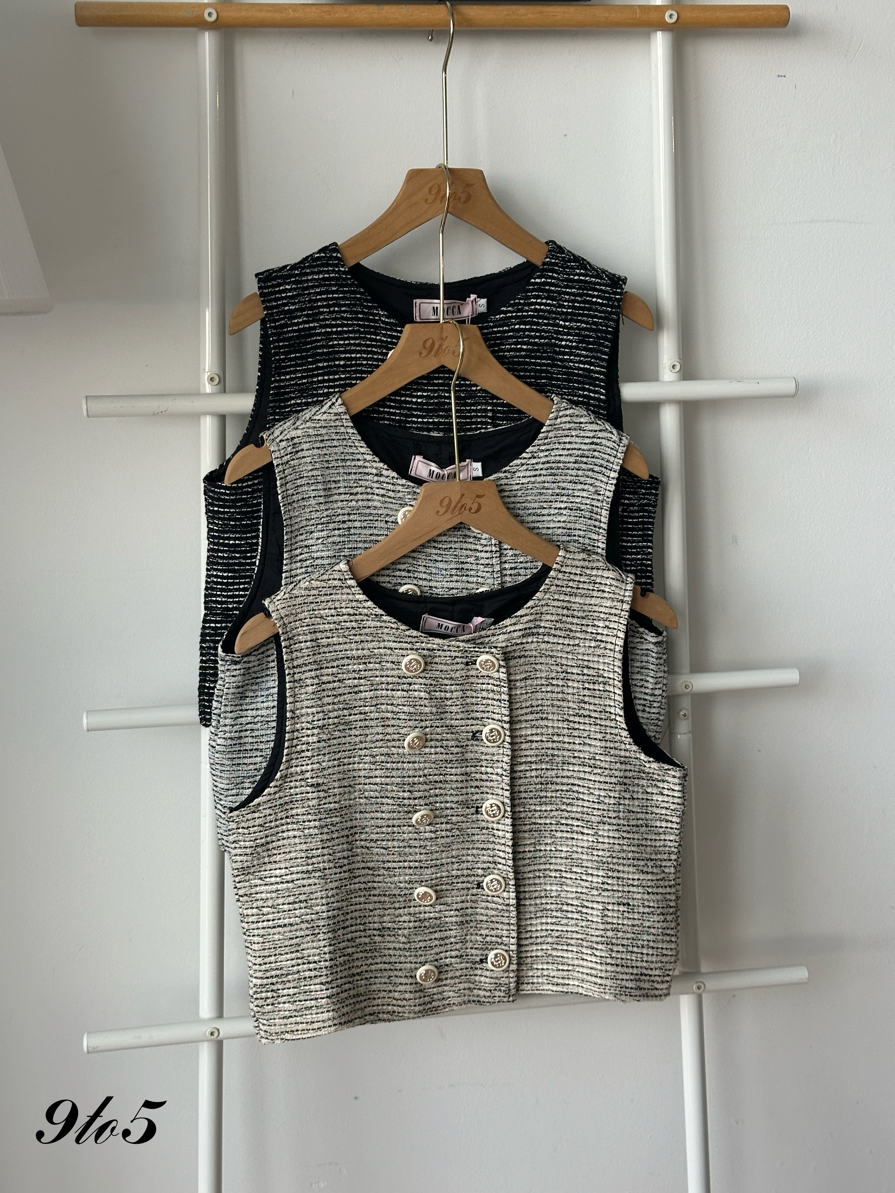 T4267 Sleeveless Tweed Top - 3 Colors 