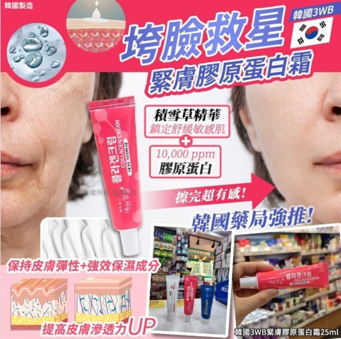 🇰🇷韓國3WB緊膚膠原蛋白霜25ml(1套2支)