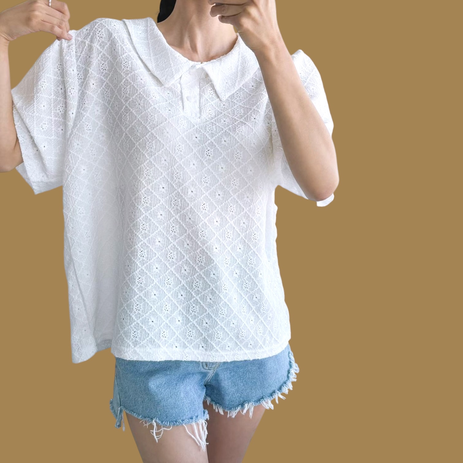 221429 Lace反領Top
