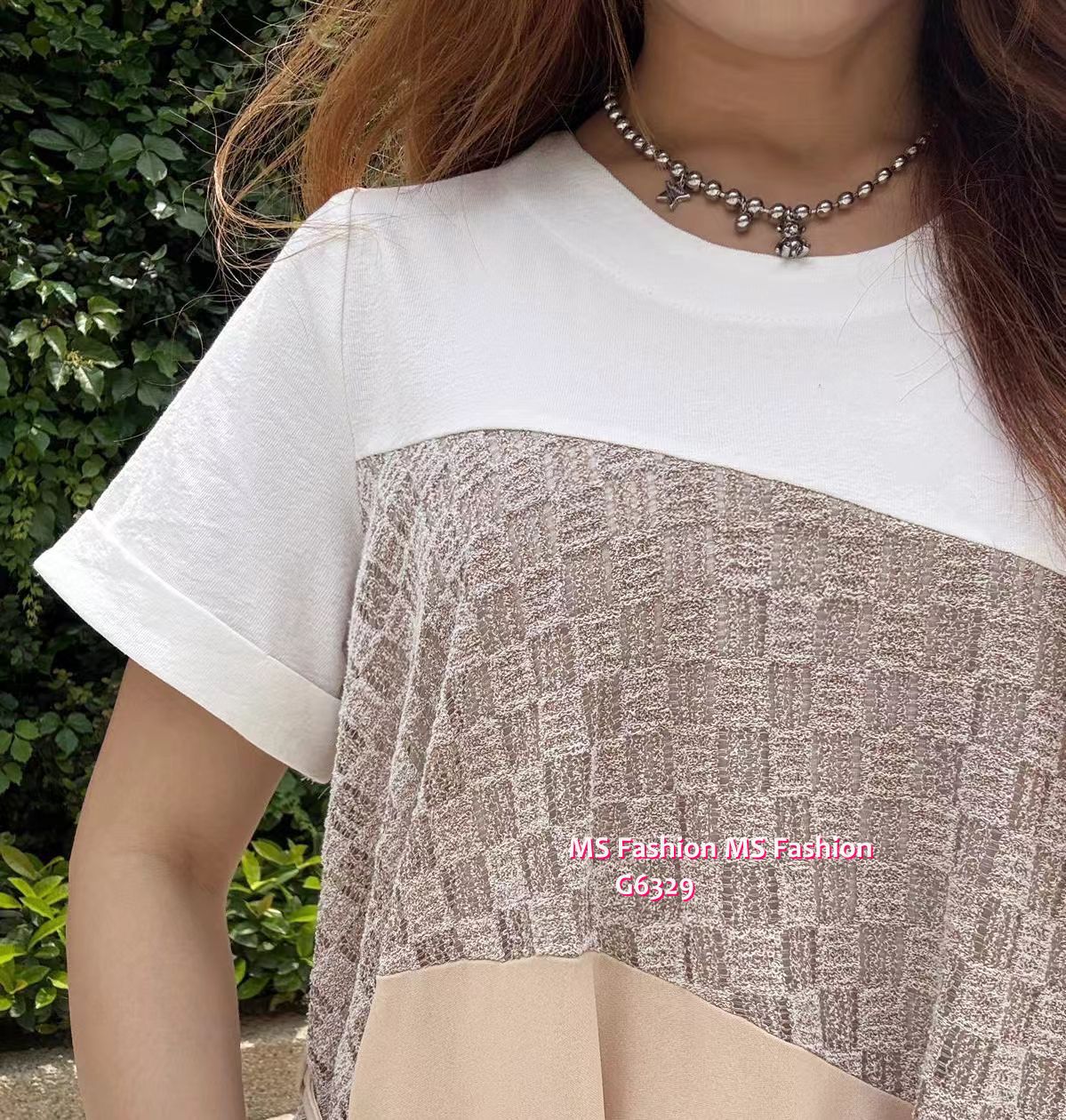 G6329 格紋拼布連身裙
