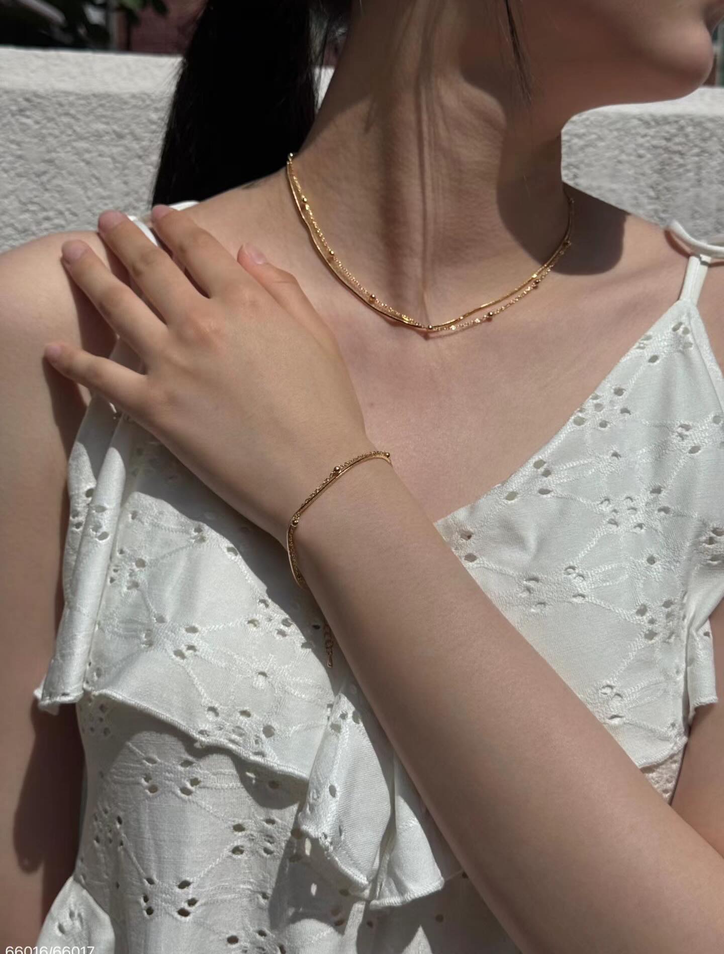 韓系極細雙層蛇骨圓珠項鍊/手鍊