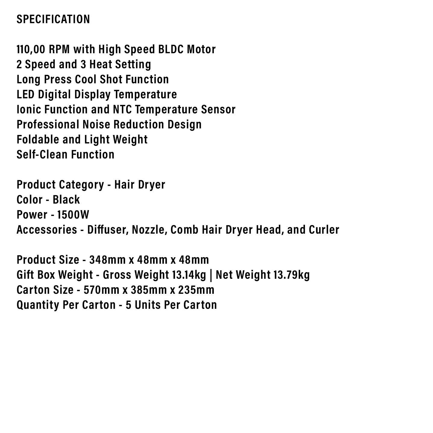 Faber 1500W Aura Hair Dryer G1505BK