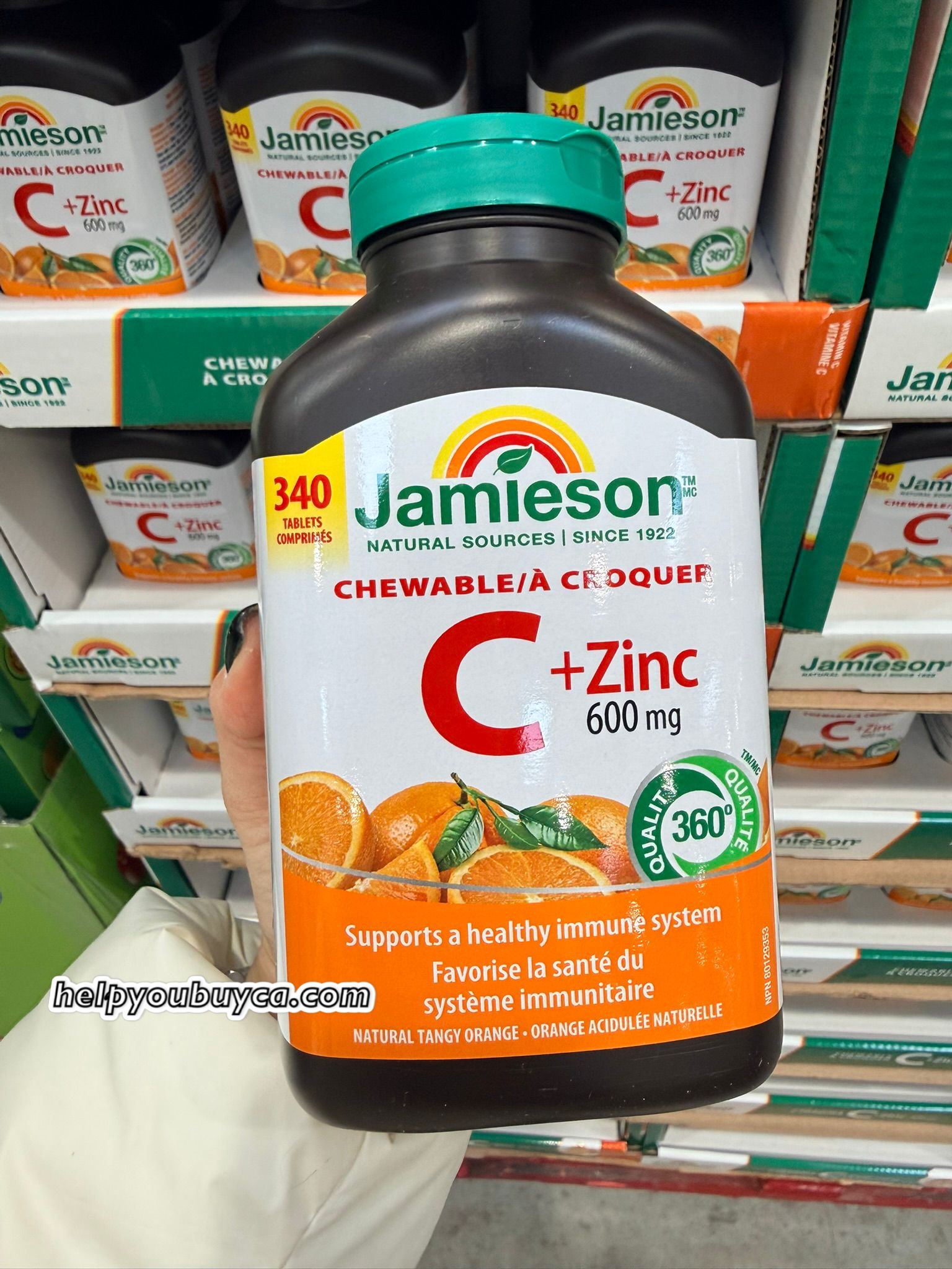 Jamieson Chewable Vitamin C + Zinc 維他命C + 鋅, 600毫克, 340粒