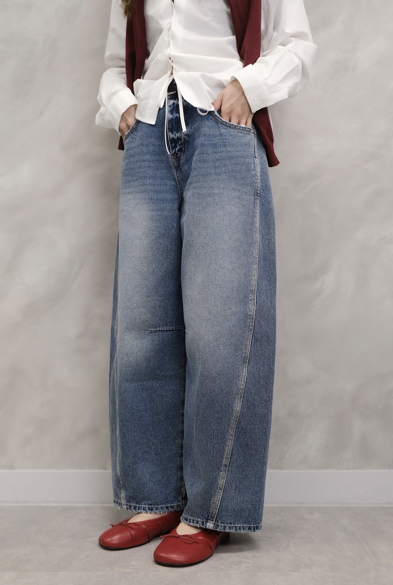 Curved Seam Wide-Leg Jeans #pt86