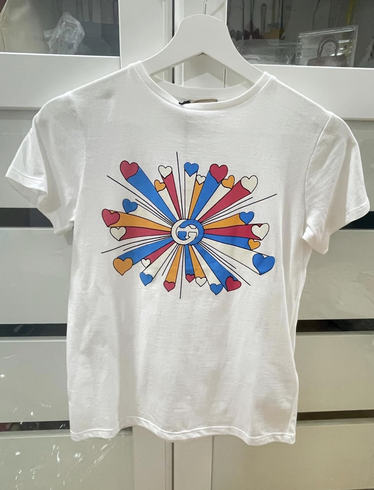 gucci kids 白心心tee Sz 10 