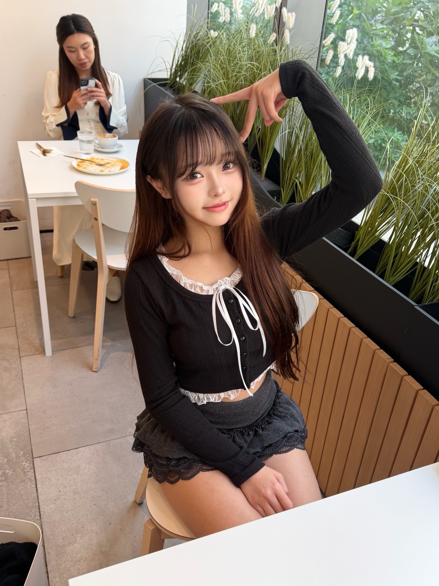 已售罄❌東大門三層Lacy蝴蝶結短裙