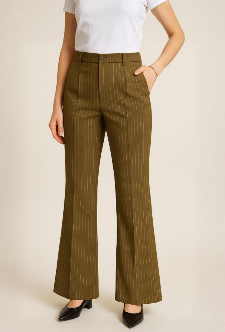 Pinstripe Boot Leg Pants