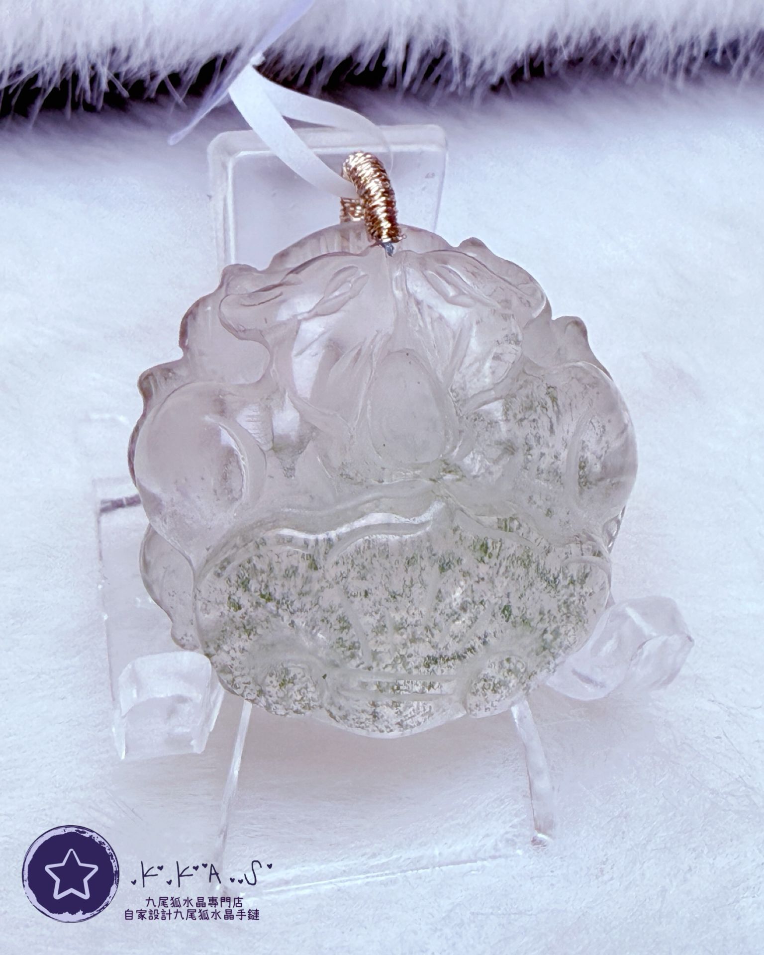 K00146 綠幽靈 雙狐 - 吊墜/手牌兩用款