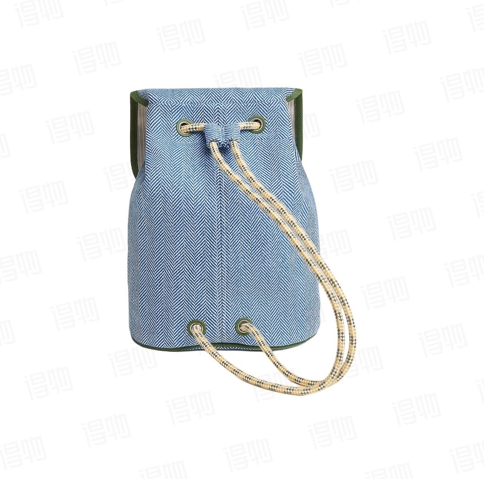 全新HERMES愛馬仕25動物部落羊毛背囊 藍色