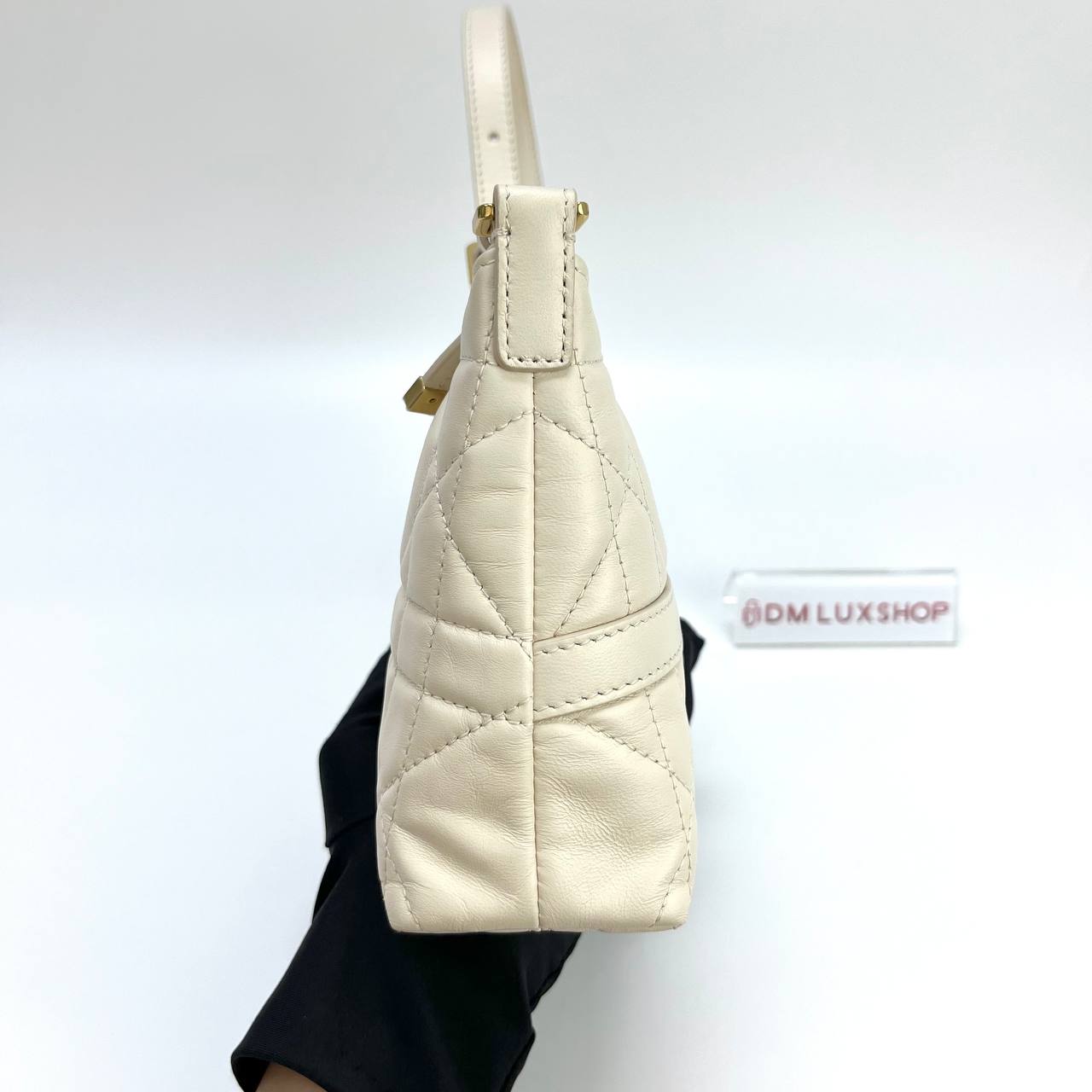 Dior White Miss Caro Mini Hobo Bag GHW