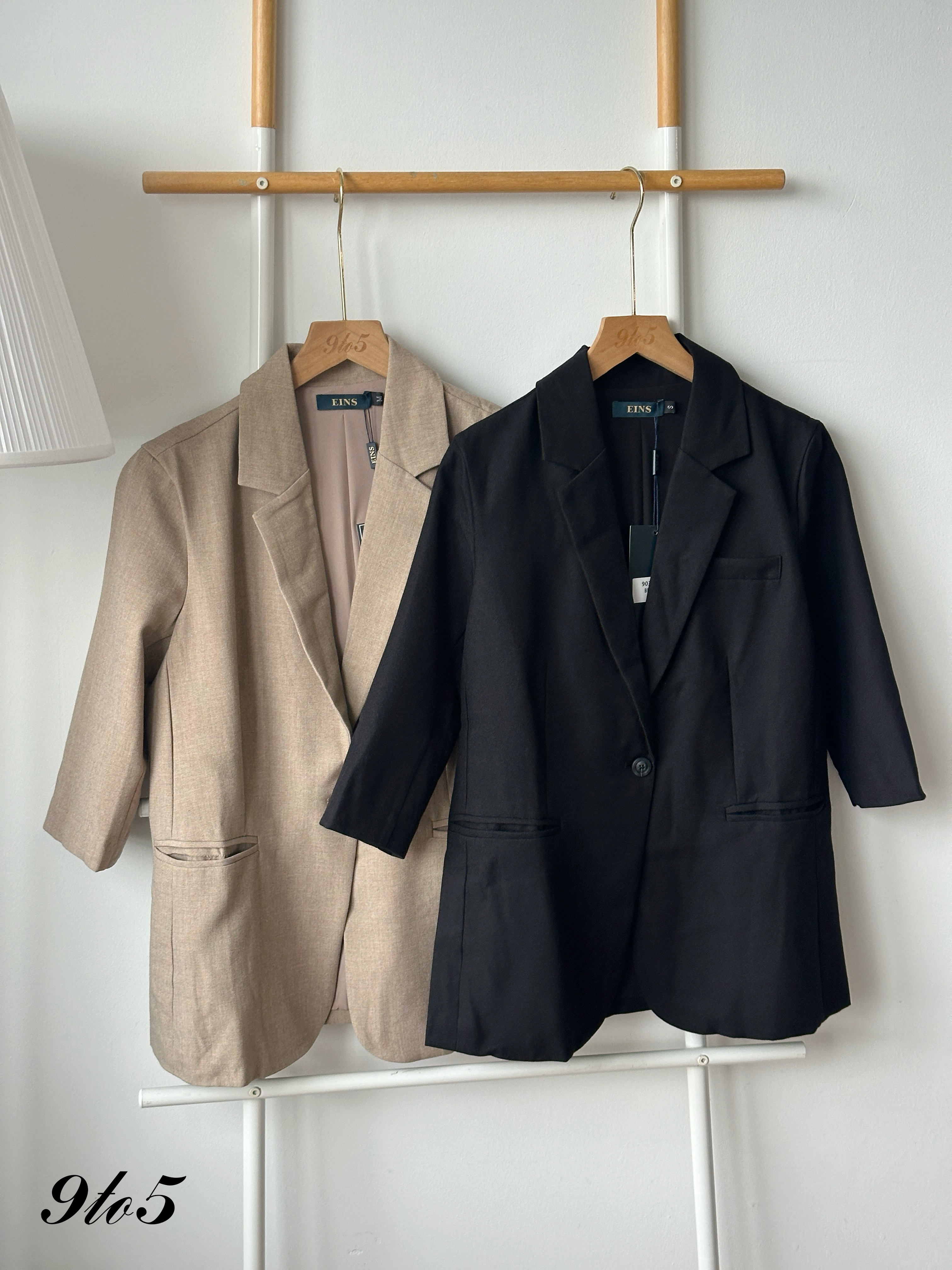 T4342 Half Sleeve Blazer - Black & Brown