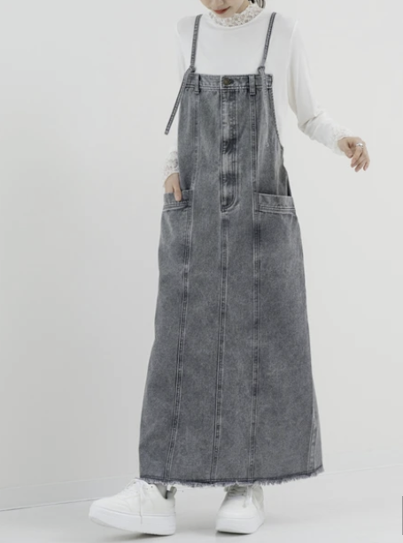 修長牛仔連身裙 - 2026 流行穿搭  牛仔連身裙 時尚穿搭 四季皆宜 成人休閒 日常穿搭 易於配搭 日本直送   #JP-I-260020