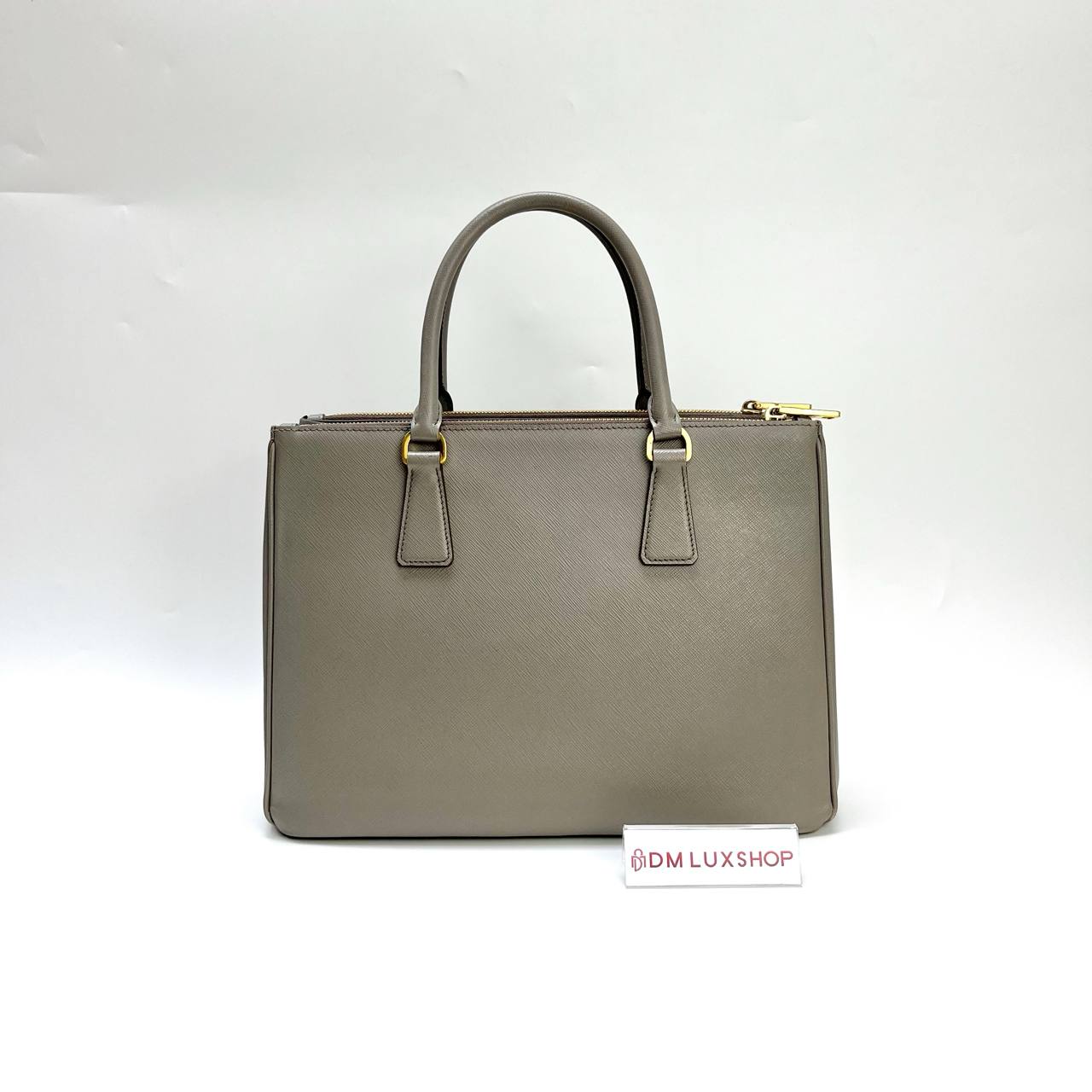 Prada Saffiano Lux Grey Tote Bag GHW