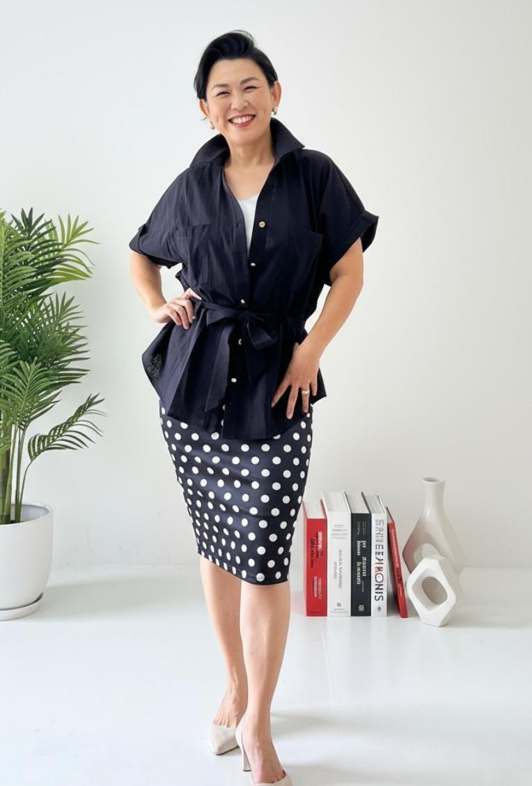 Belted Twin Pocket Blouse