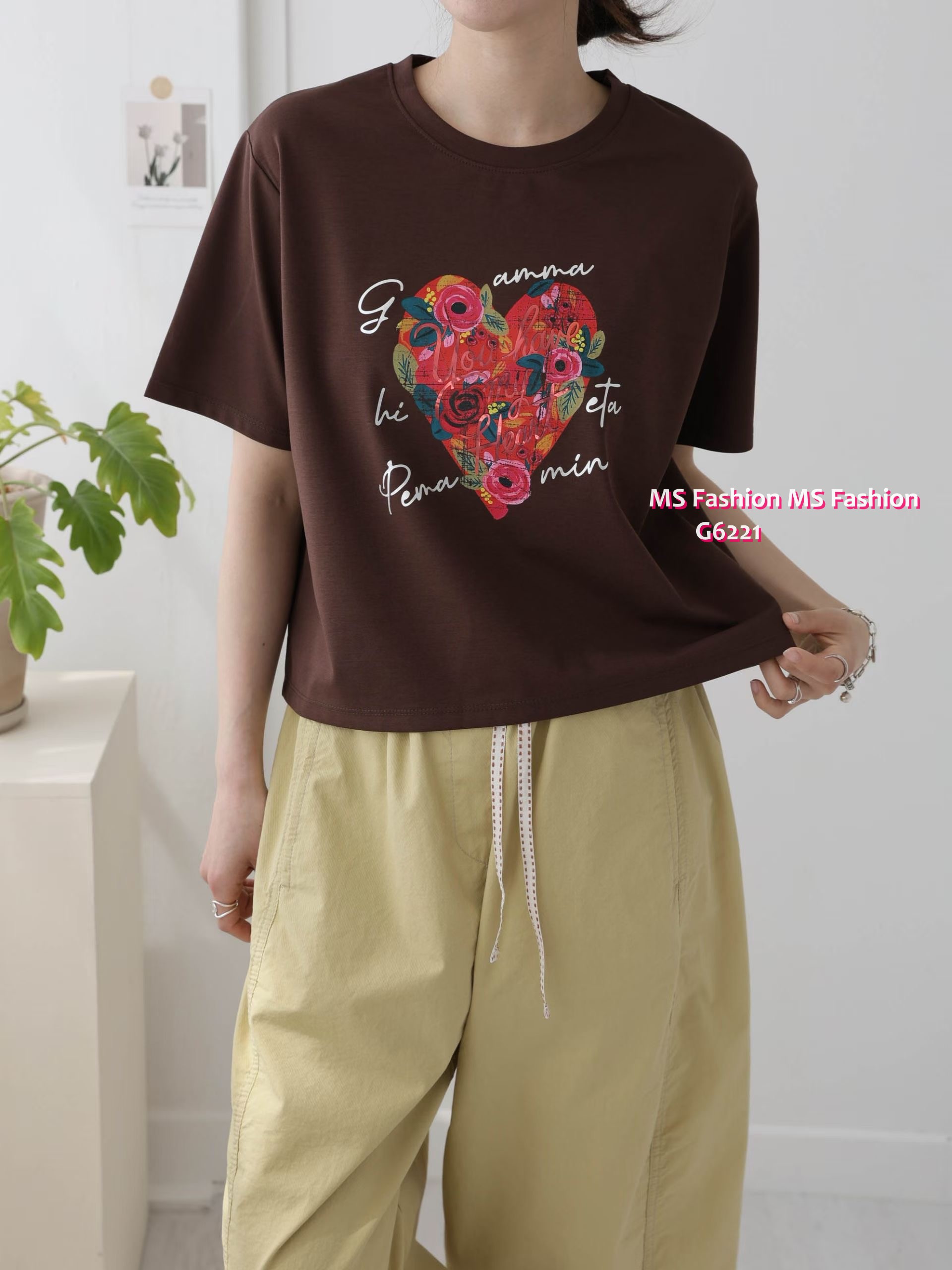 G6221 韓國🇰🇷花朵心型print top