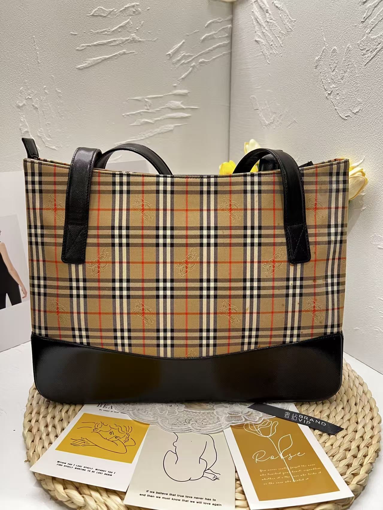 Burberry Vintage Haymarket Check Tote