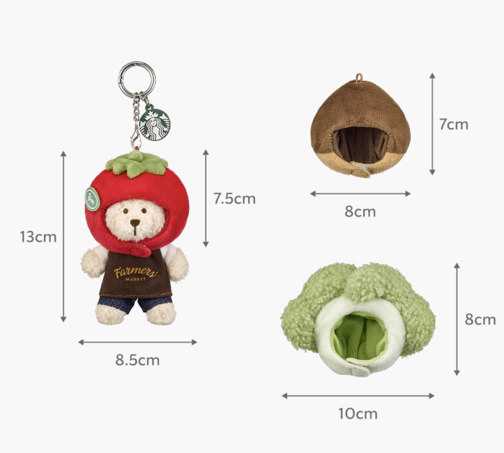 田園農夫系列｜韓國 Starbucks 星巴克 小熊換裝 鑰匙圈吊飾｜Farmers Market Bearista Keychain