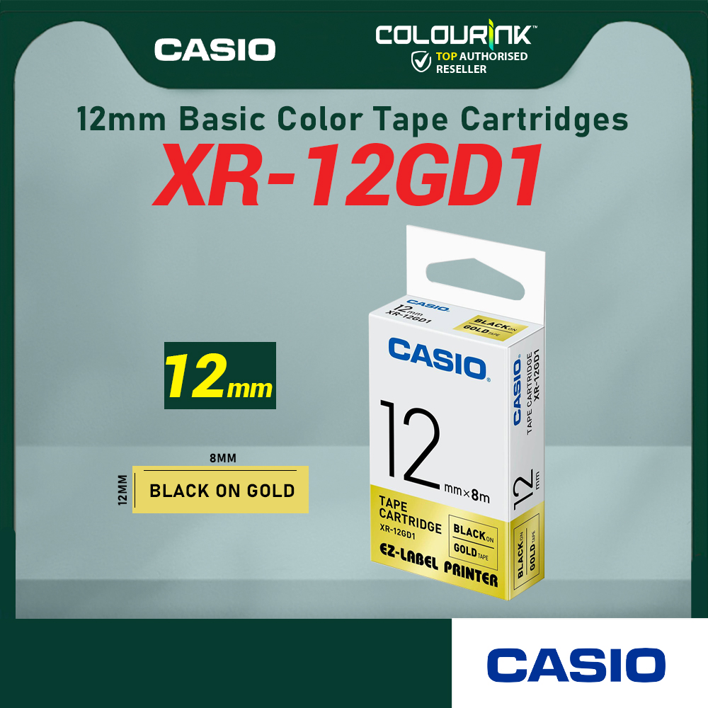 CASIO ORIGINAL GENUINE 12MM EZ LABEL TAPE FOR KL-120 KL-130 KL-820 KL-60 KL-HD1 KL-8400 KL-G2