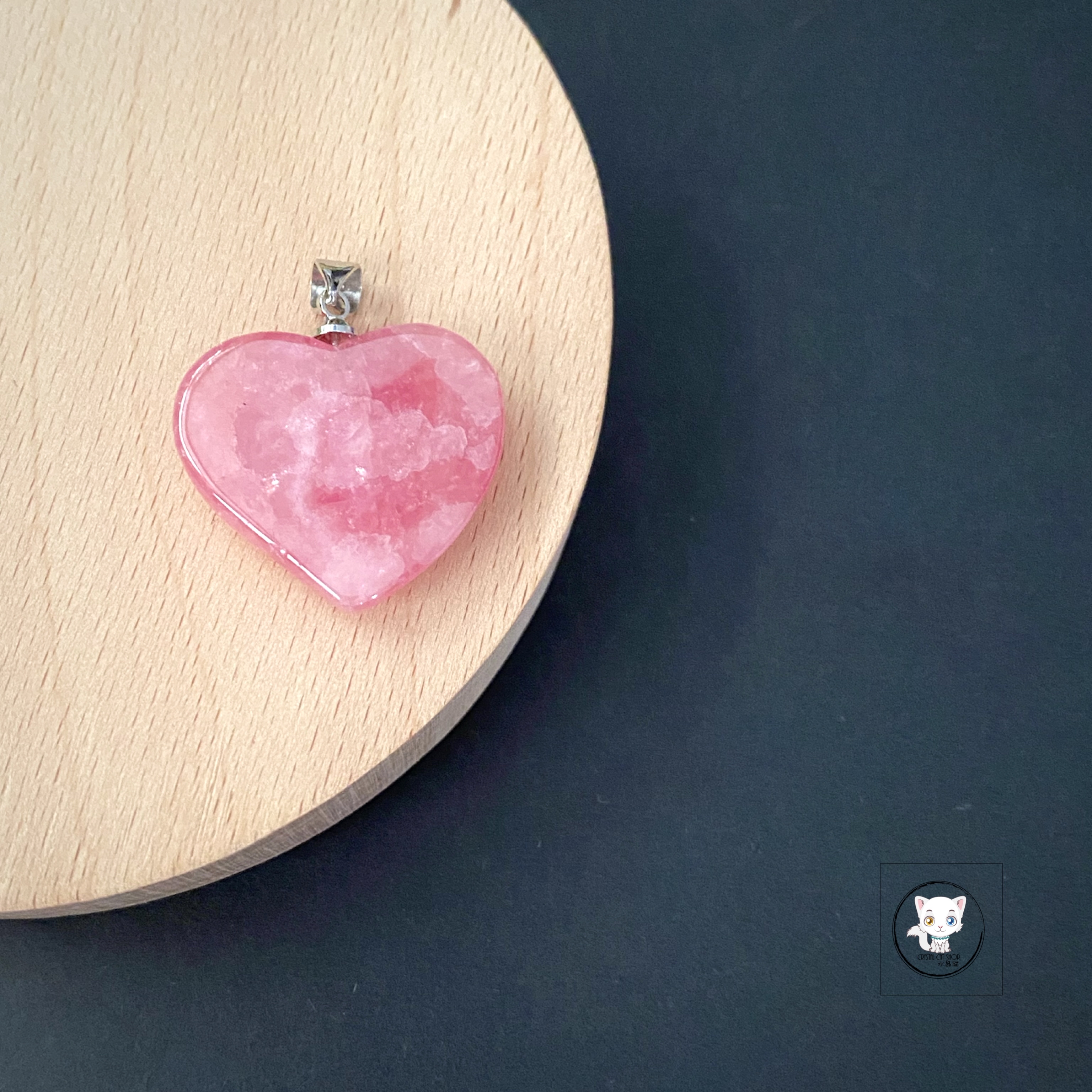 天然紅紋石愛心吊墜 24mm