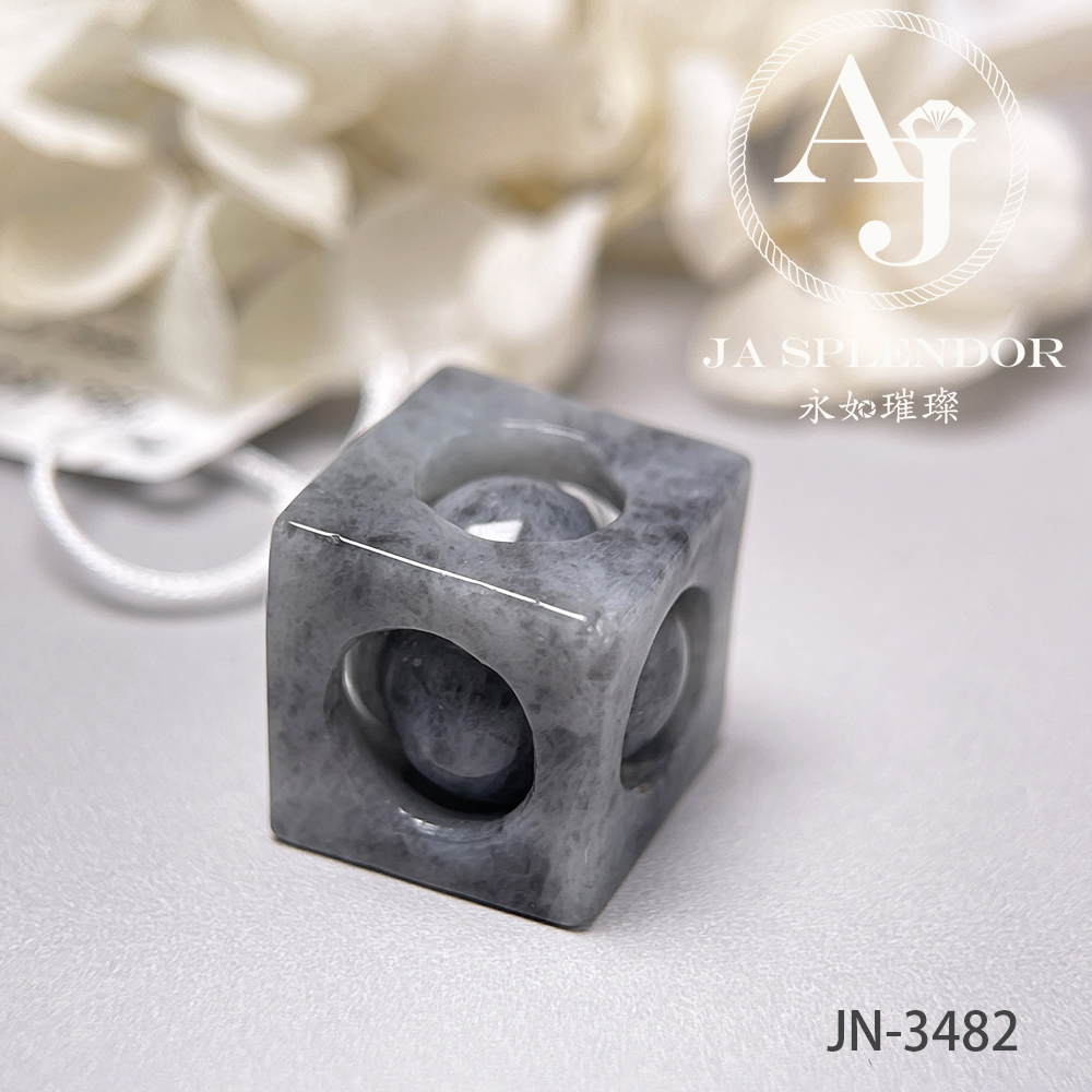 JN-3475/81/82/84 天然翡翠A玉 烏鷄招財進寶骰子吊墜