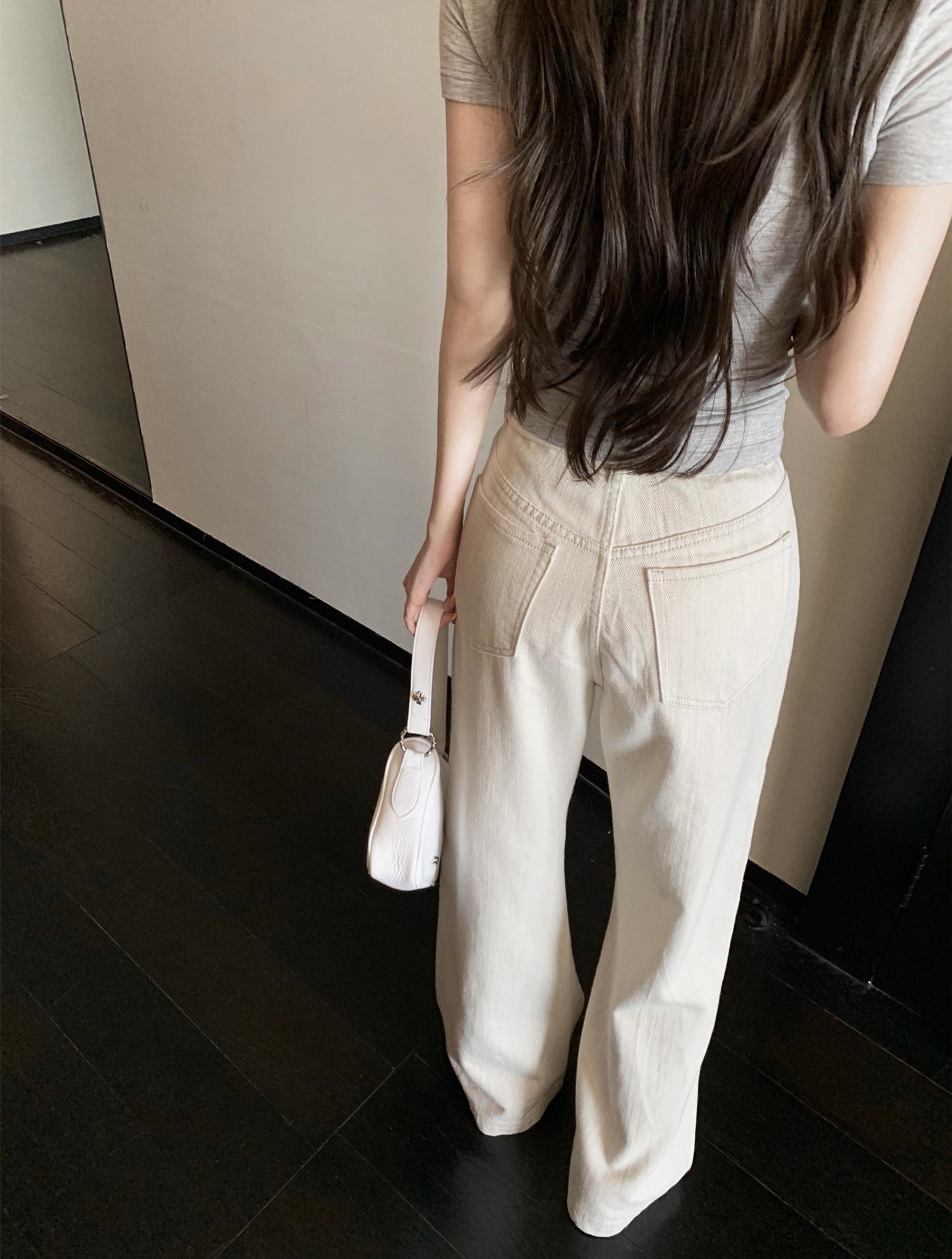 4566 「Cream Linen」米白亚麻直筒裤
