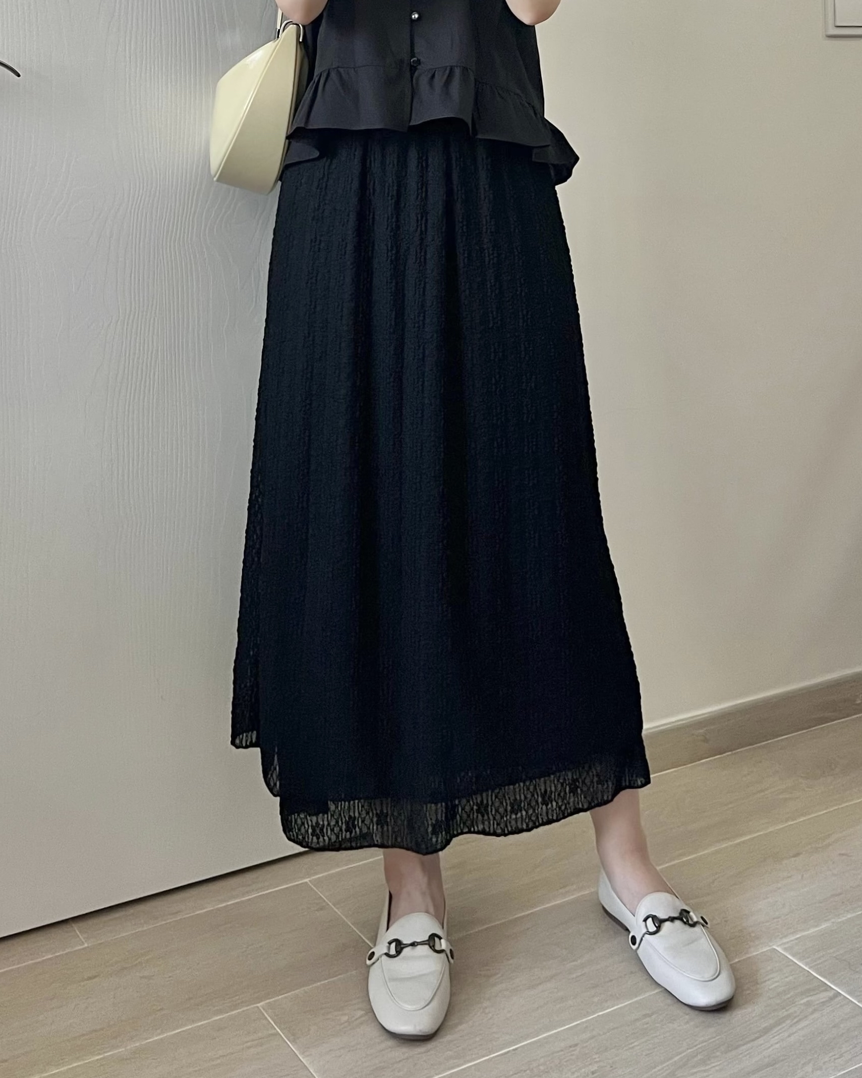 lace雙層小花長裙 免熨