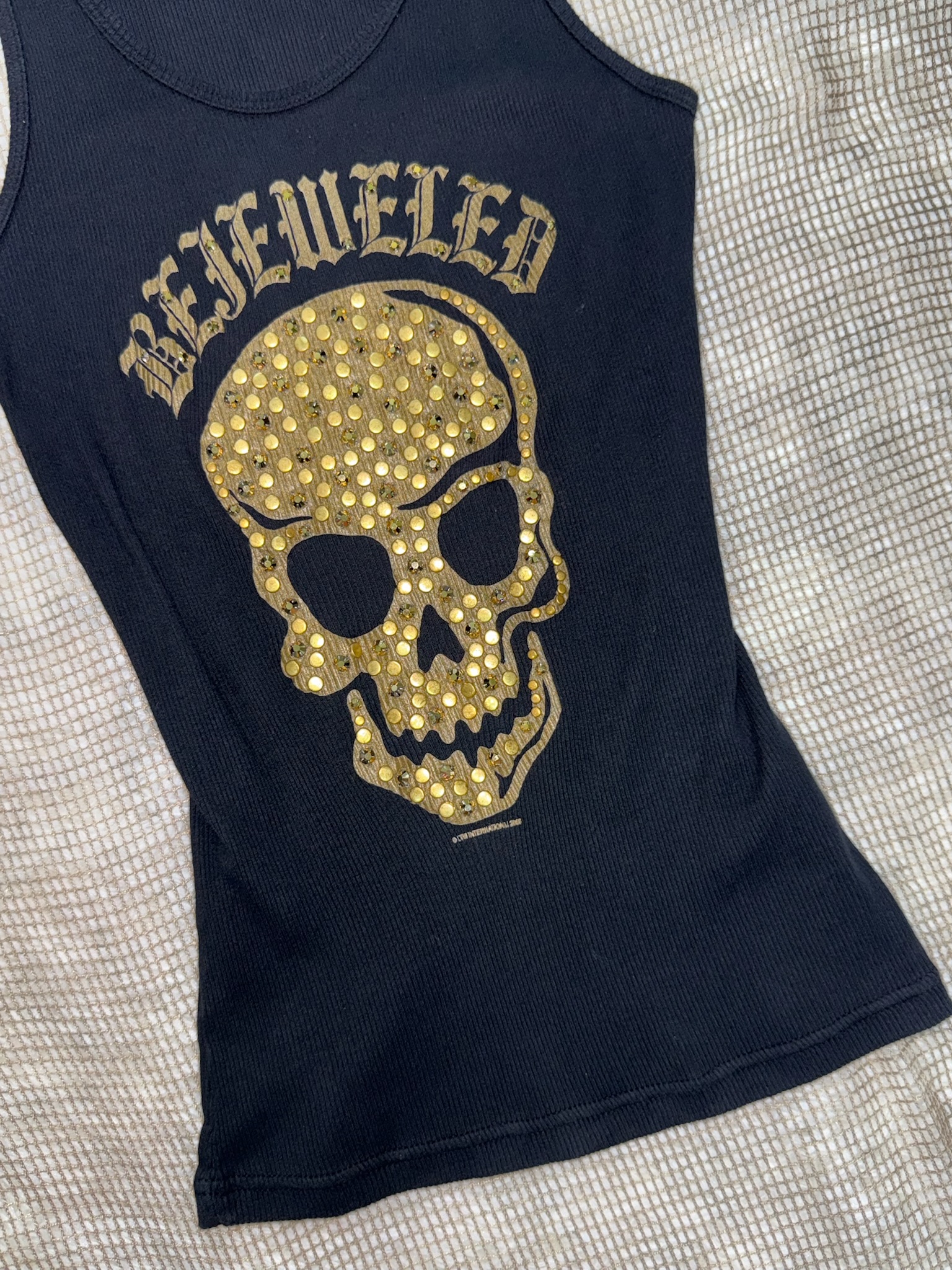 Cyber Y2K Grunge Skull Graphic Ribbed Cami Tank
