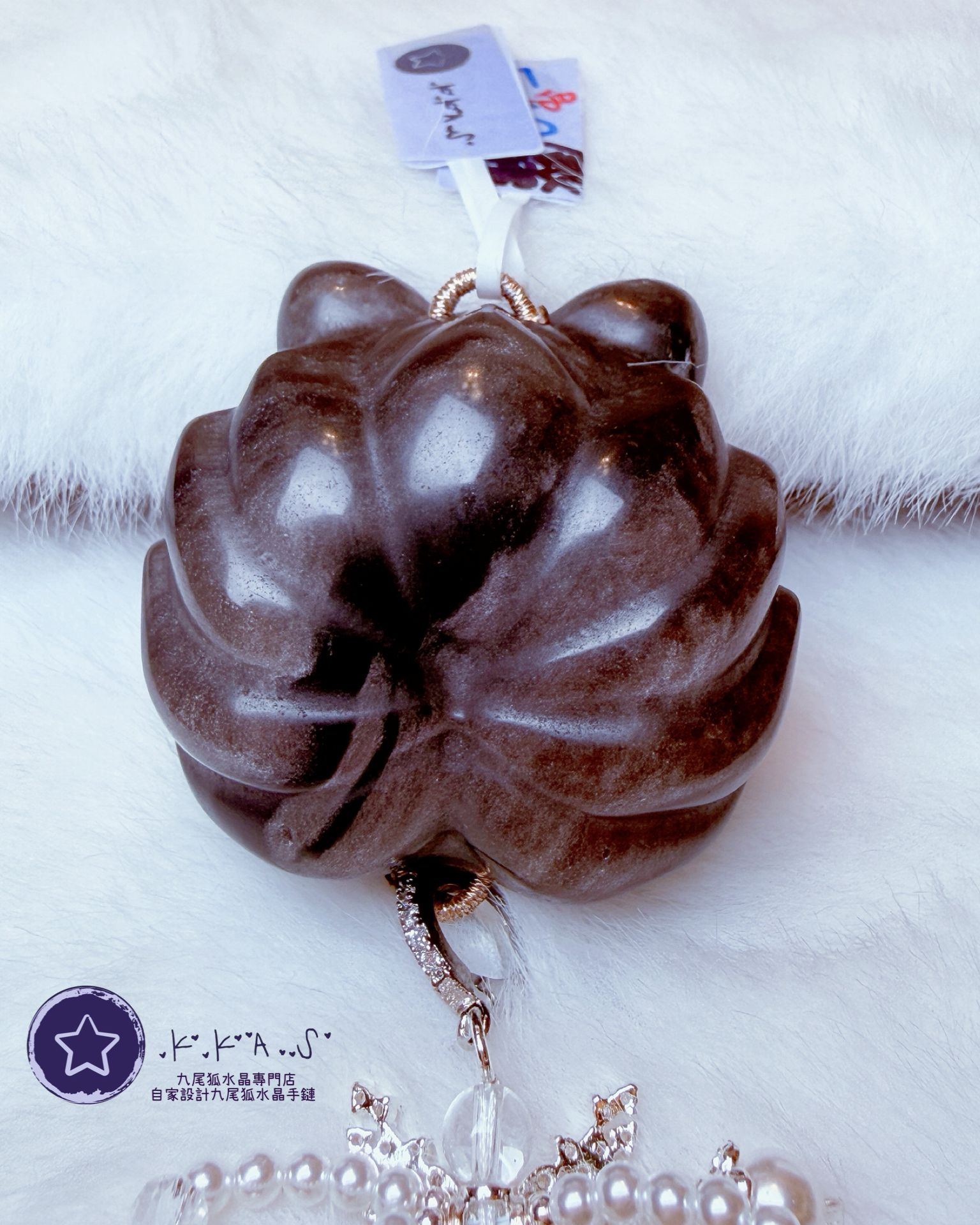 K00173 銀曜石 九尾狐 - 大吊墜