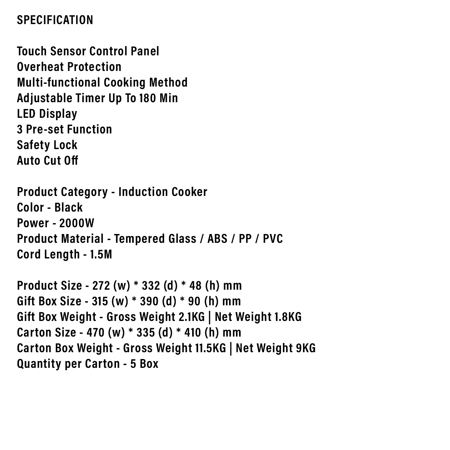 Faber 2000W Induction Cooker FIC S2012
