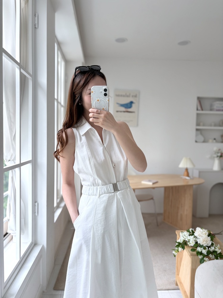 Jardin Belted Zip-Front Dress