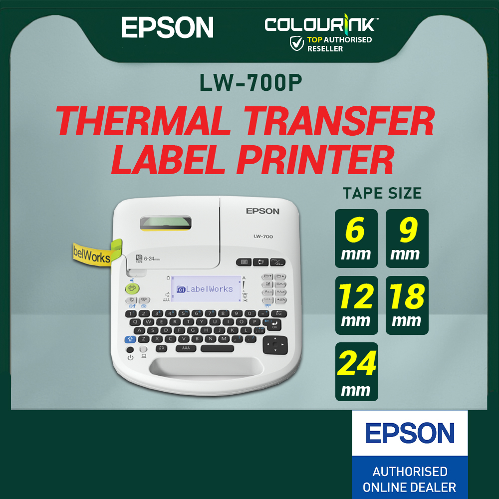 Epson Labelwork LW-700 Portable Label Maker Sticker QR Barcode Laminated PC Print PT-D450 PT-D600 PT-P700 PT-H110 D210