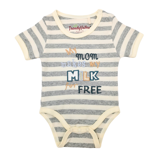 Trendyvalley Organic Cotton Short Sleeve Romper (MY MOM MAKE MY MILK FOR FREE)