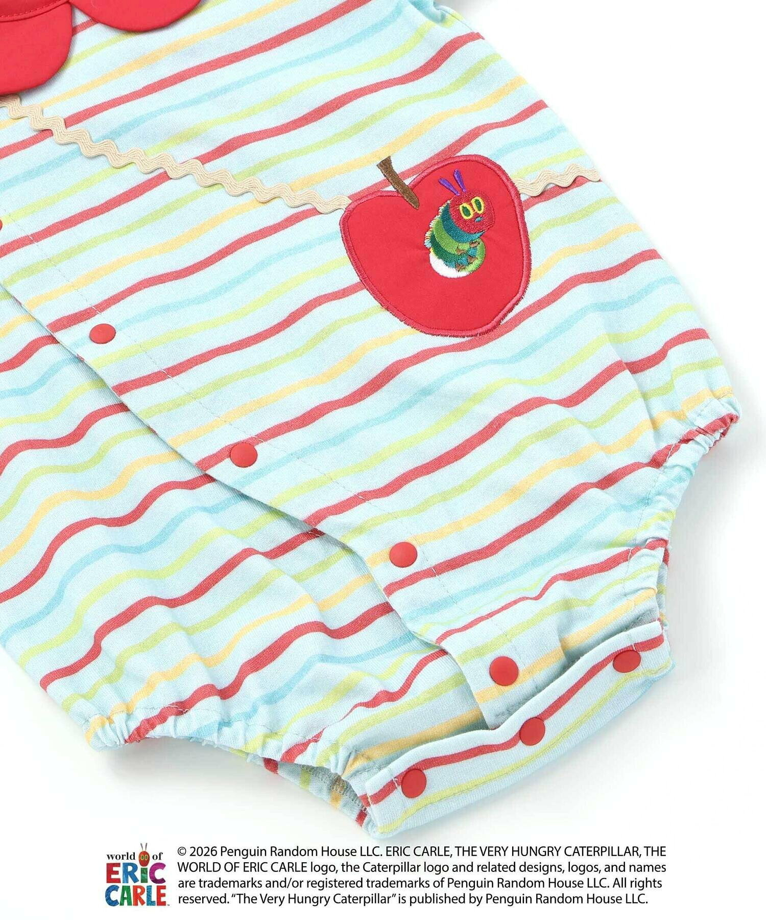 🇯🇵預訂 日本直送🇯🇵兩色好餓的毛毛蟲格紋條紋翻領短袖包屁衣