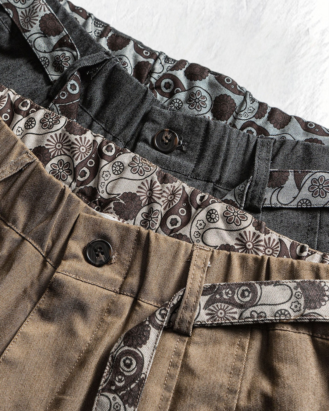 M0423腰果花帶拼接垂感長褲