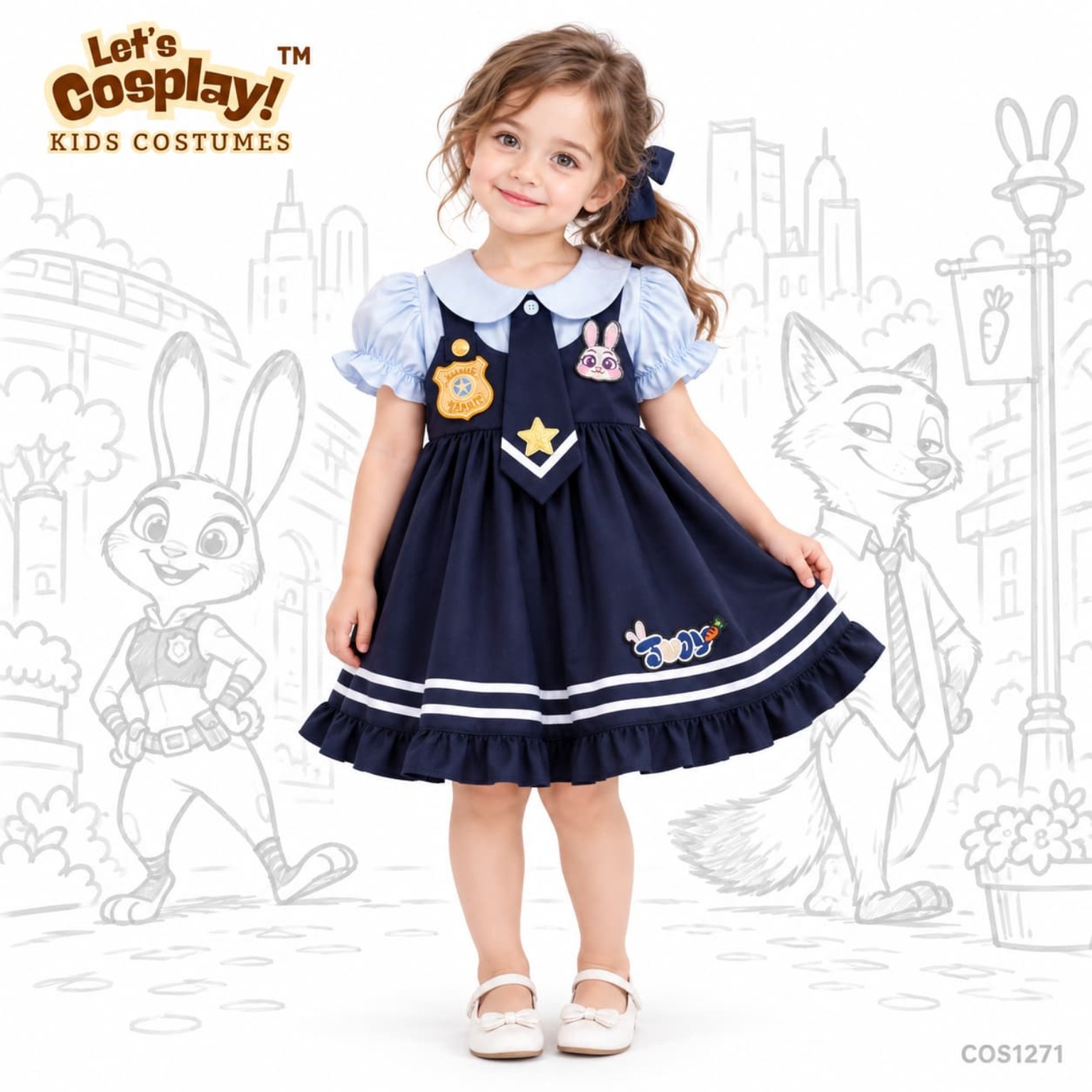 Zootopia Judy 優獸大都會朱迪幼兒兔子警察連身裙 90/100碼 Kids Costume｜Lets Cosplay COS1271
