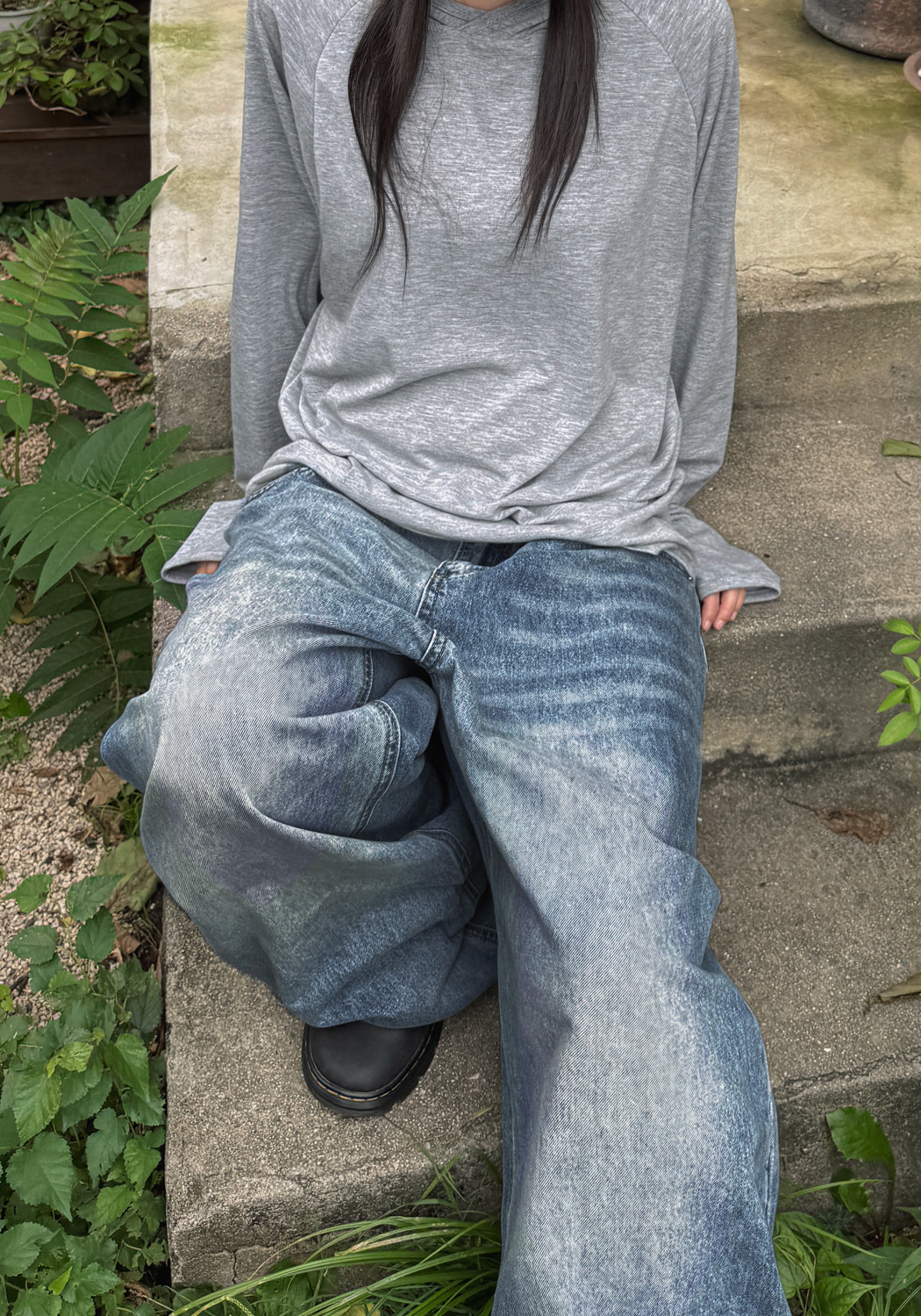 Vintage Wash Wide Denim Pants(Unisex)