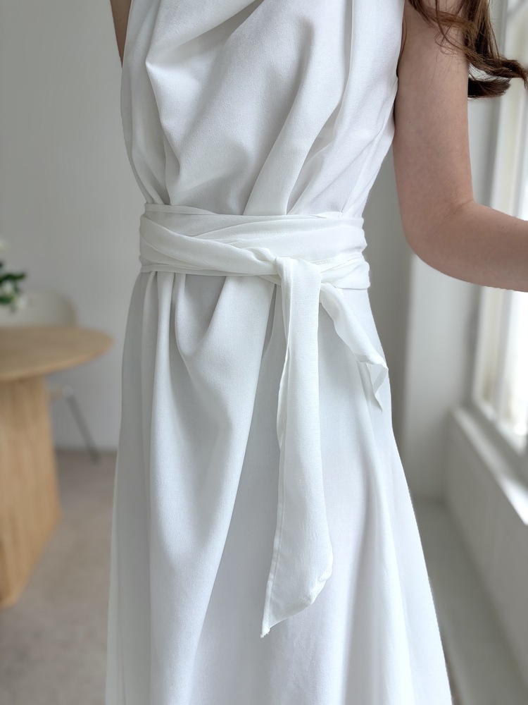Athena Drape Dress (White)