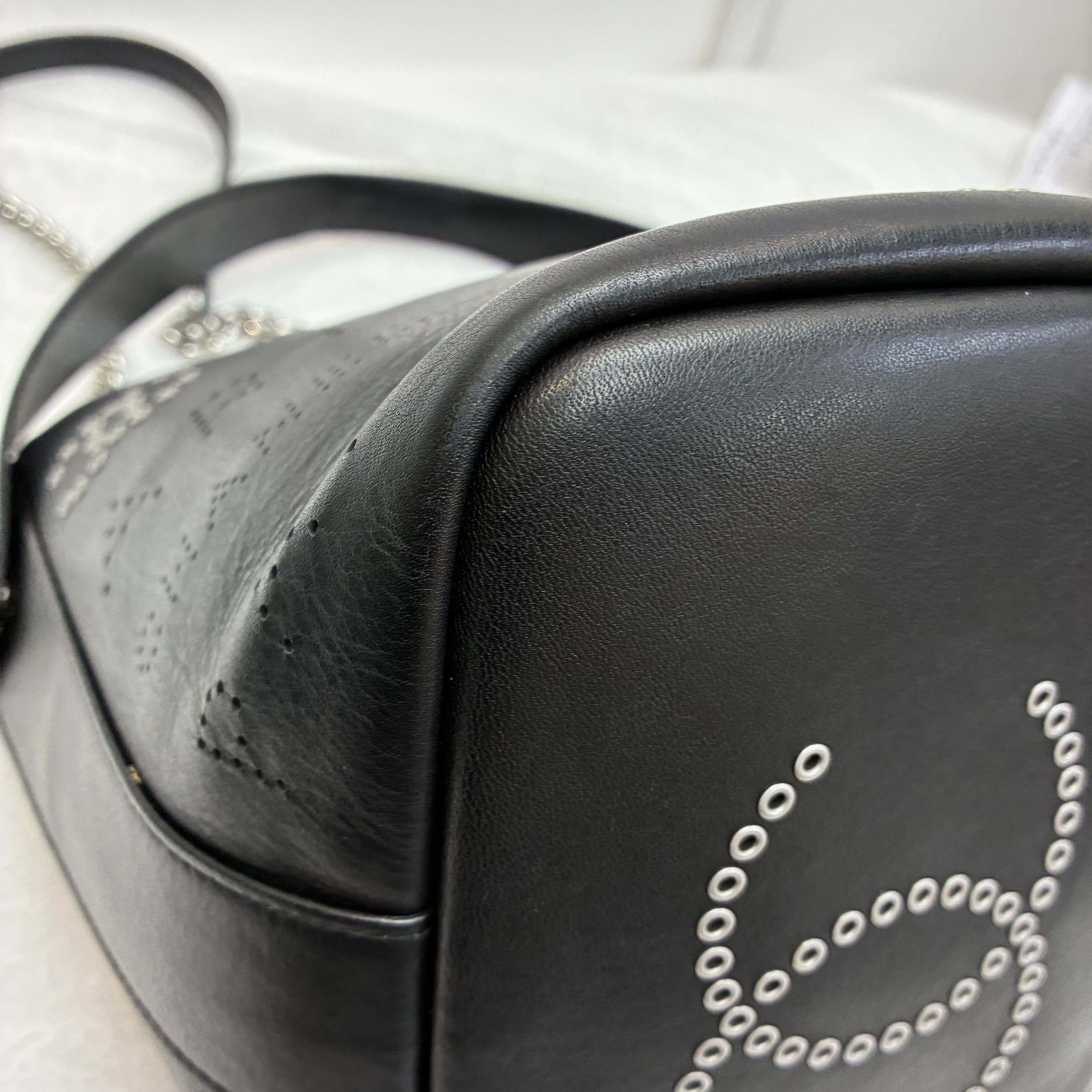 Chanel Small Perforated Calfskin Logo Eyelet Bucket Bag 香奈兒黑色穿孔小牛皮logo眼孔水桶包