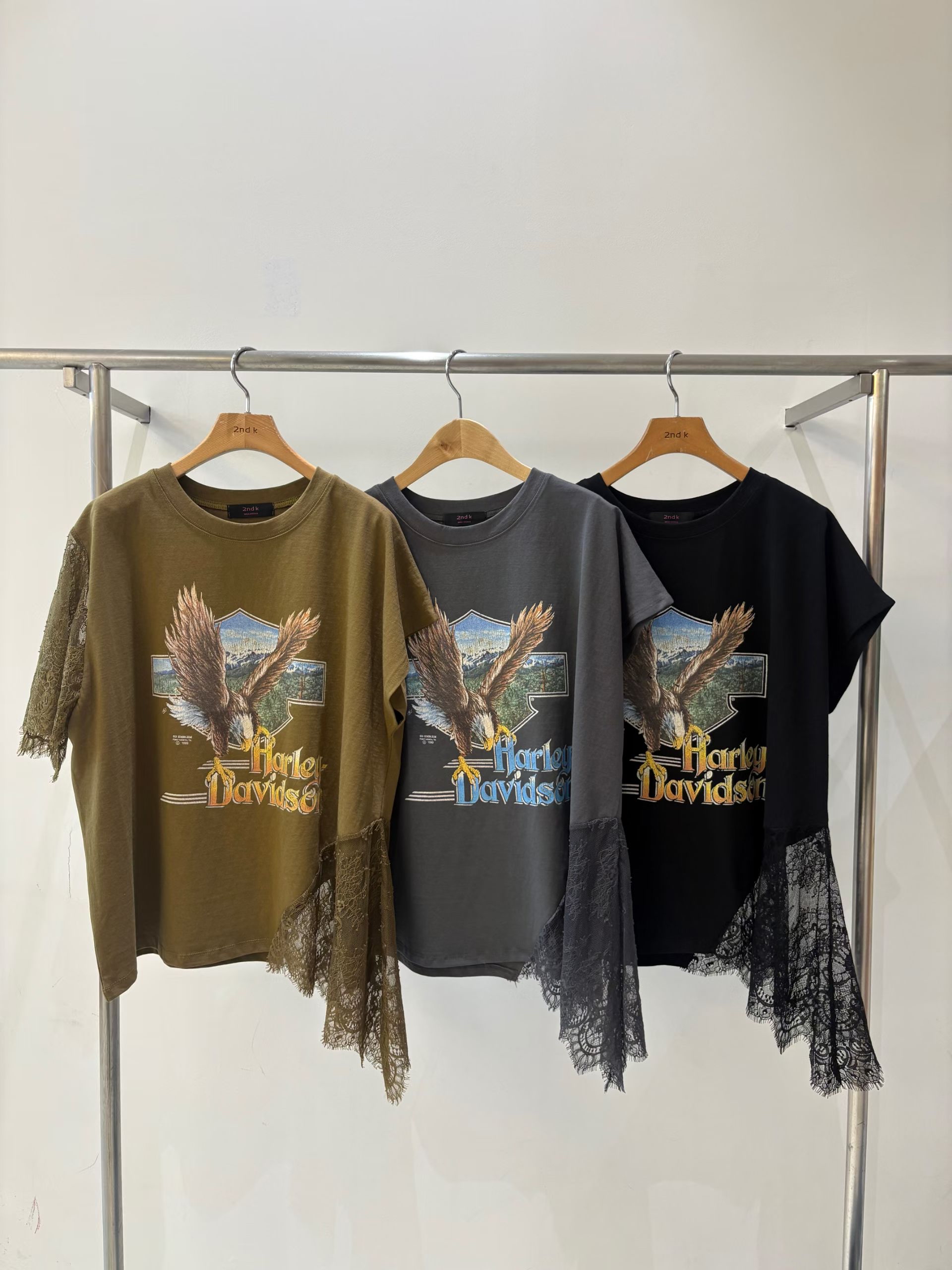 拼lace print Tee