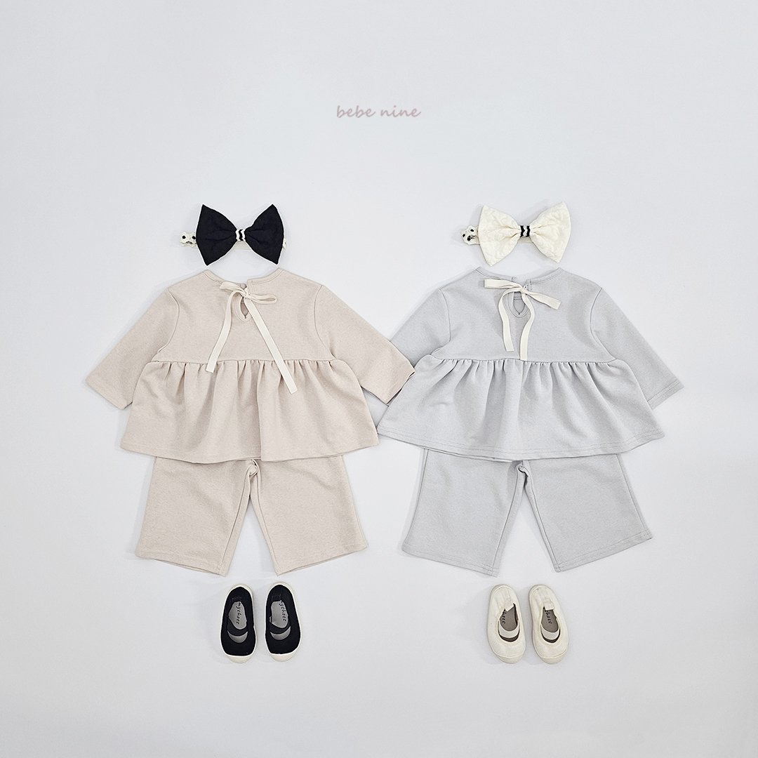 🌸預訂 韓國直送🌸🇰🇷Bebenine兩色後背絲帶寬鬆長袖上下套裝