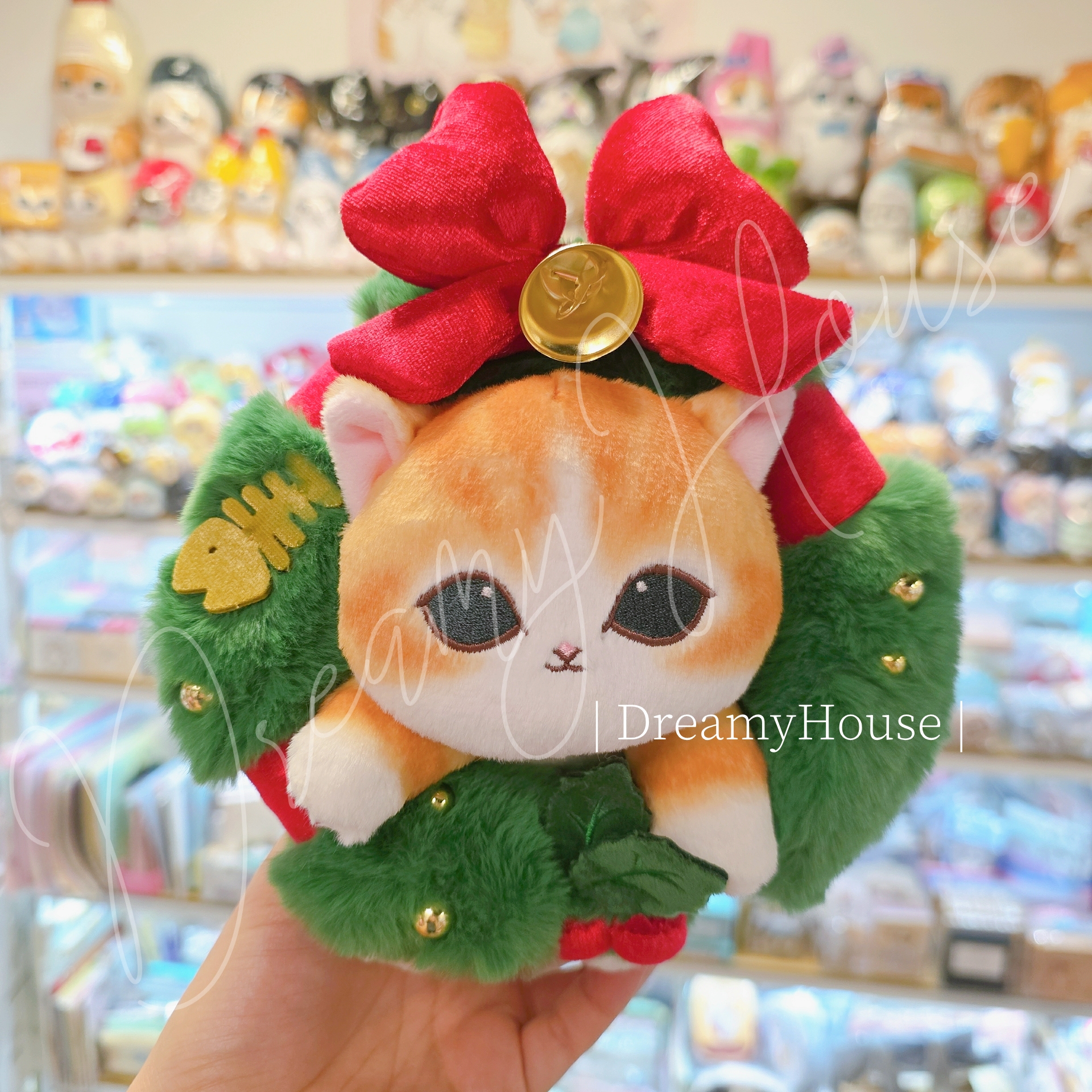日本 Mofusand貓咪 鯊魚貓 mofumofu store 聖誕花圈 公仔吊飾