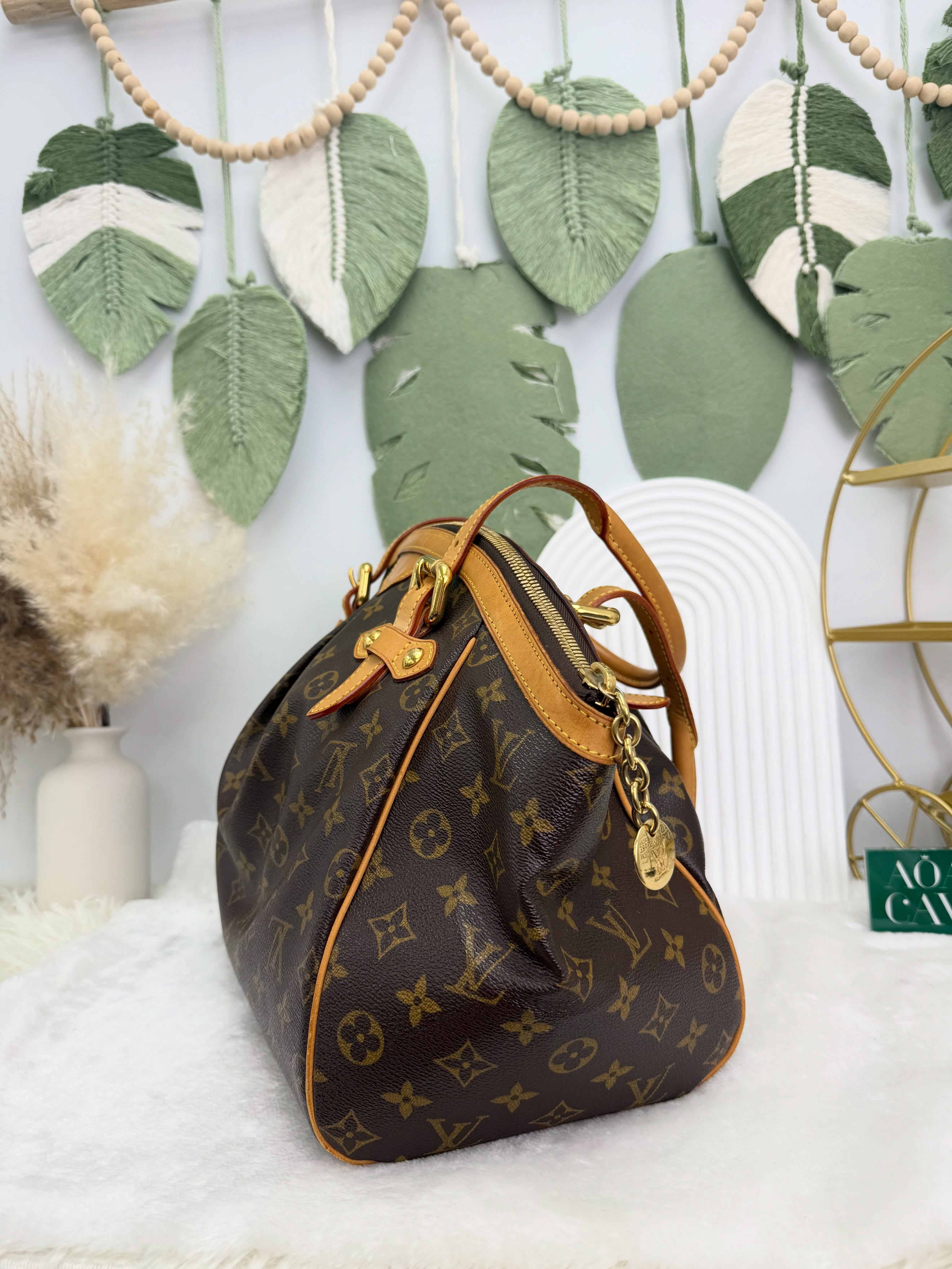 Lv👜 PRE OWNED 🛍️啡色老花 Tivoli GM size餃子袋  有塵袋 🥟🤎
