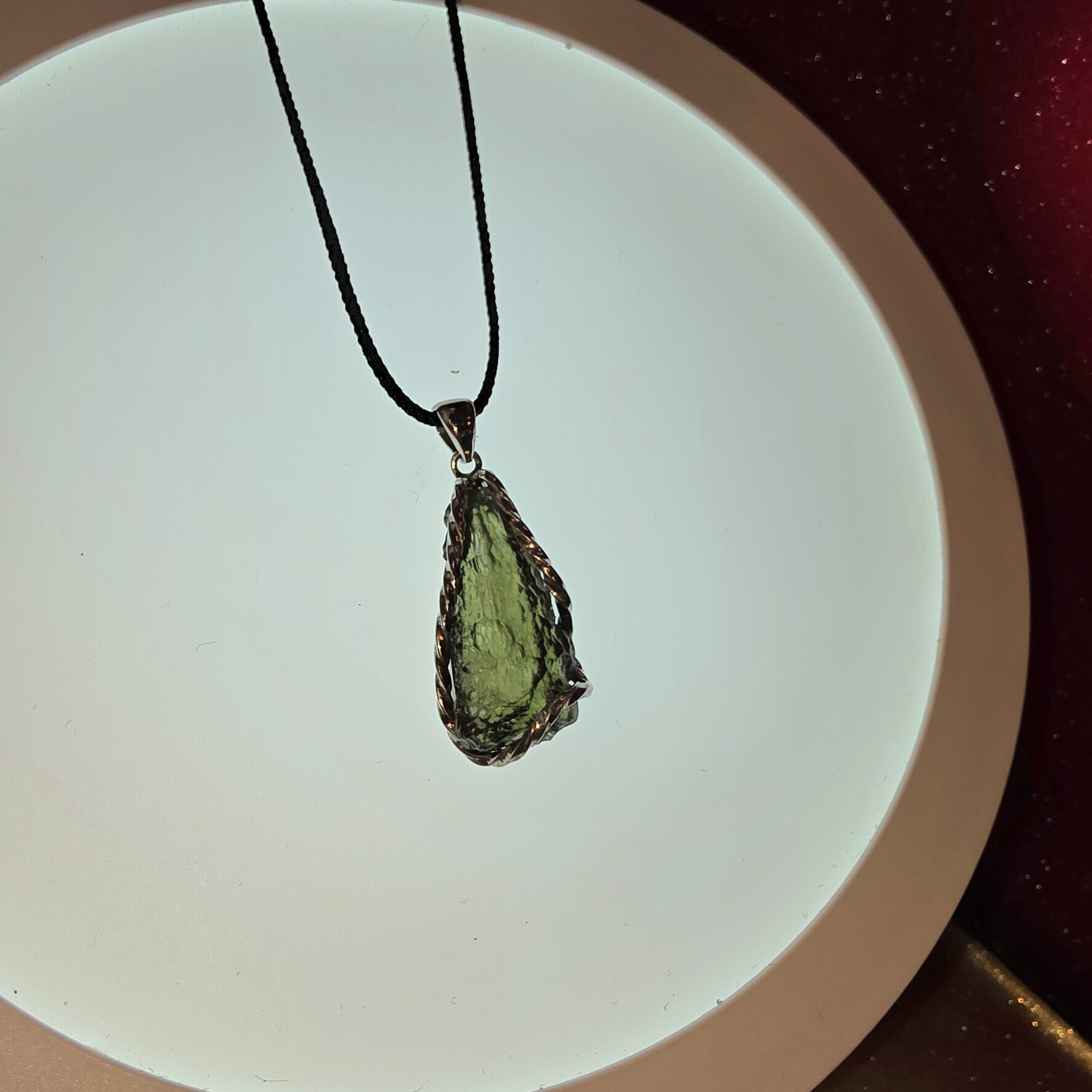 捷克綠隕石原石 925銀吊飾