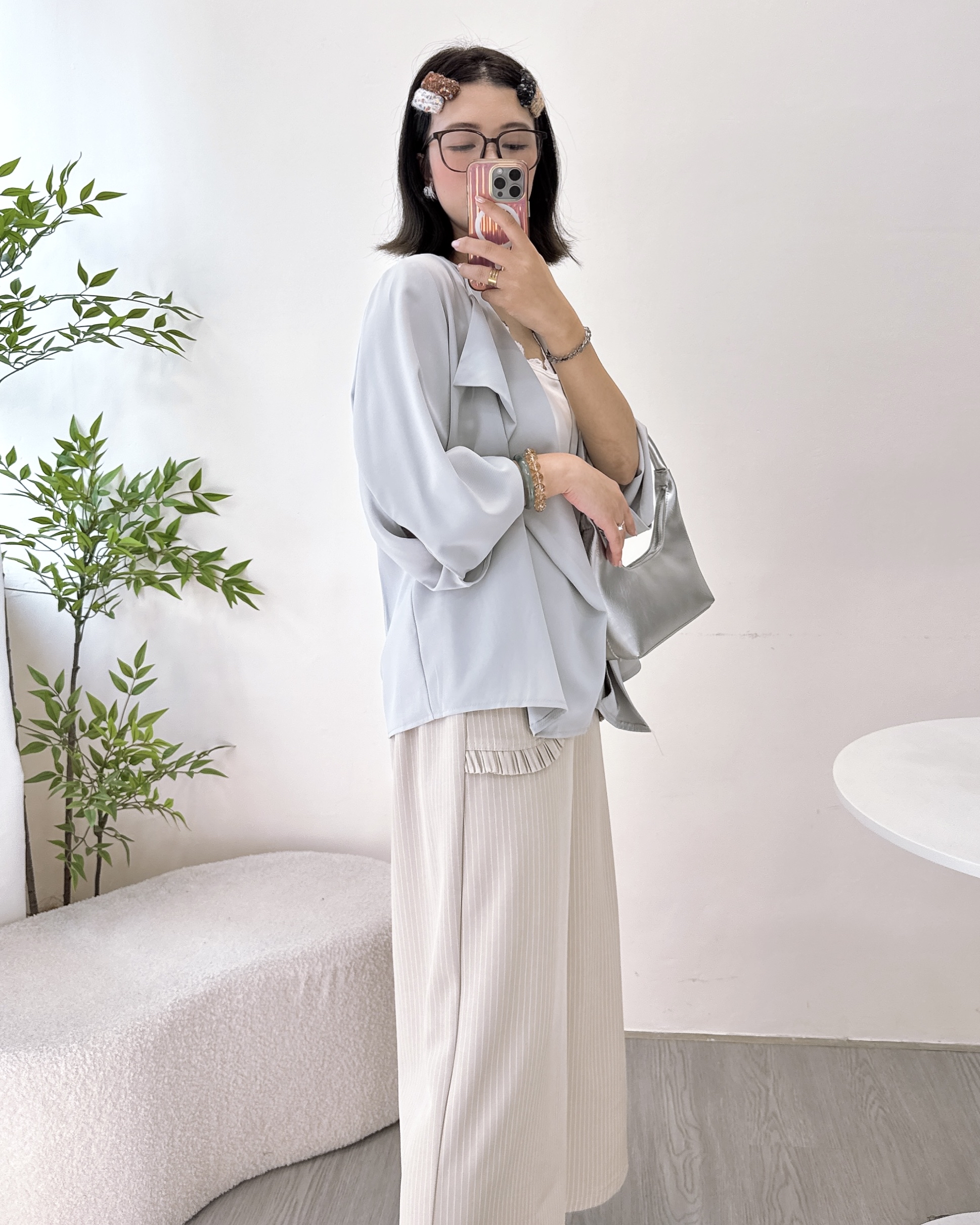 ESP-滑嘟嘟雪紡八分冷氣小外套 3色