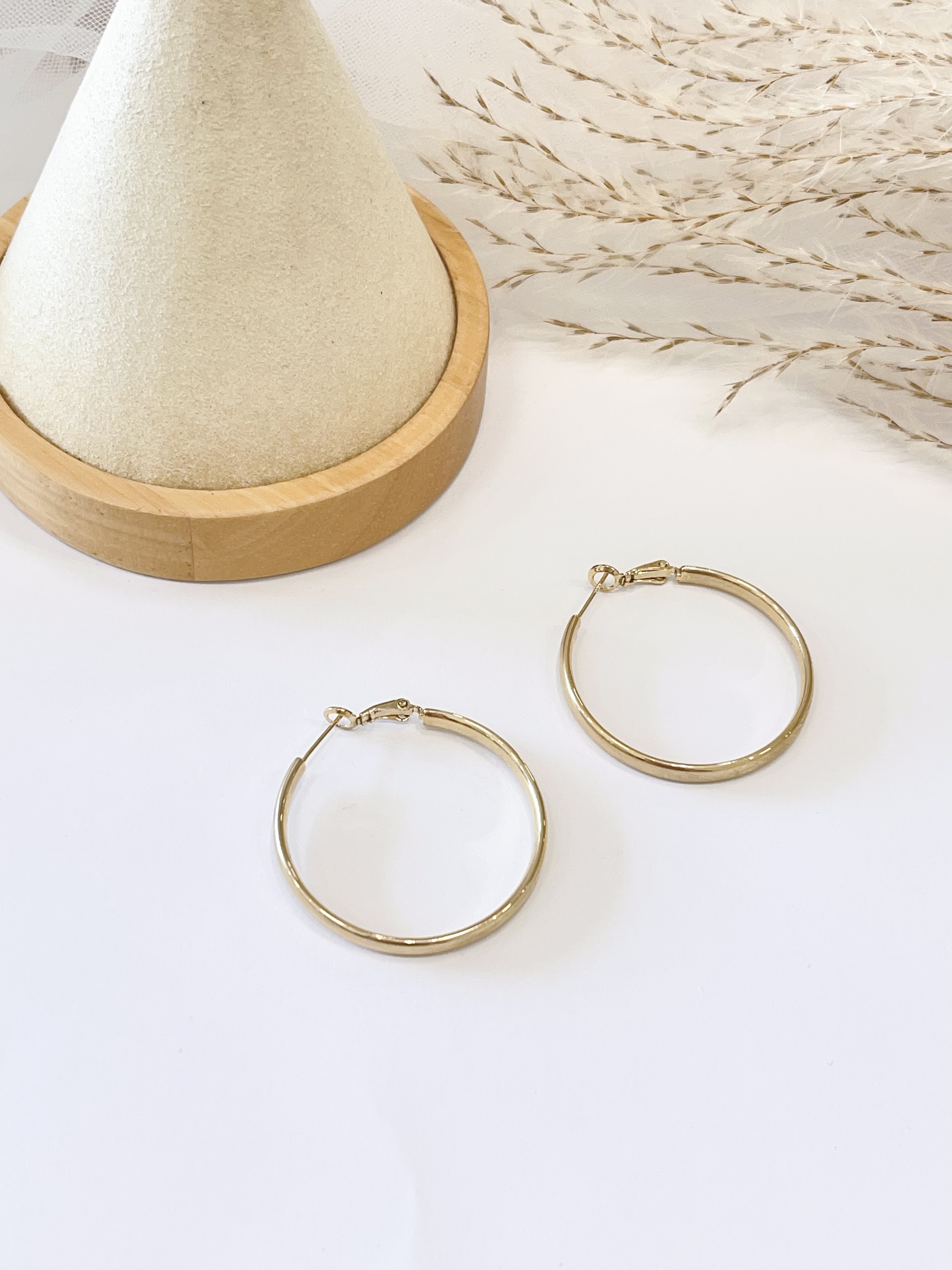 简约金色素圈耳扣耳环