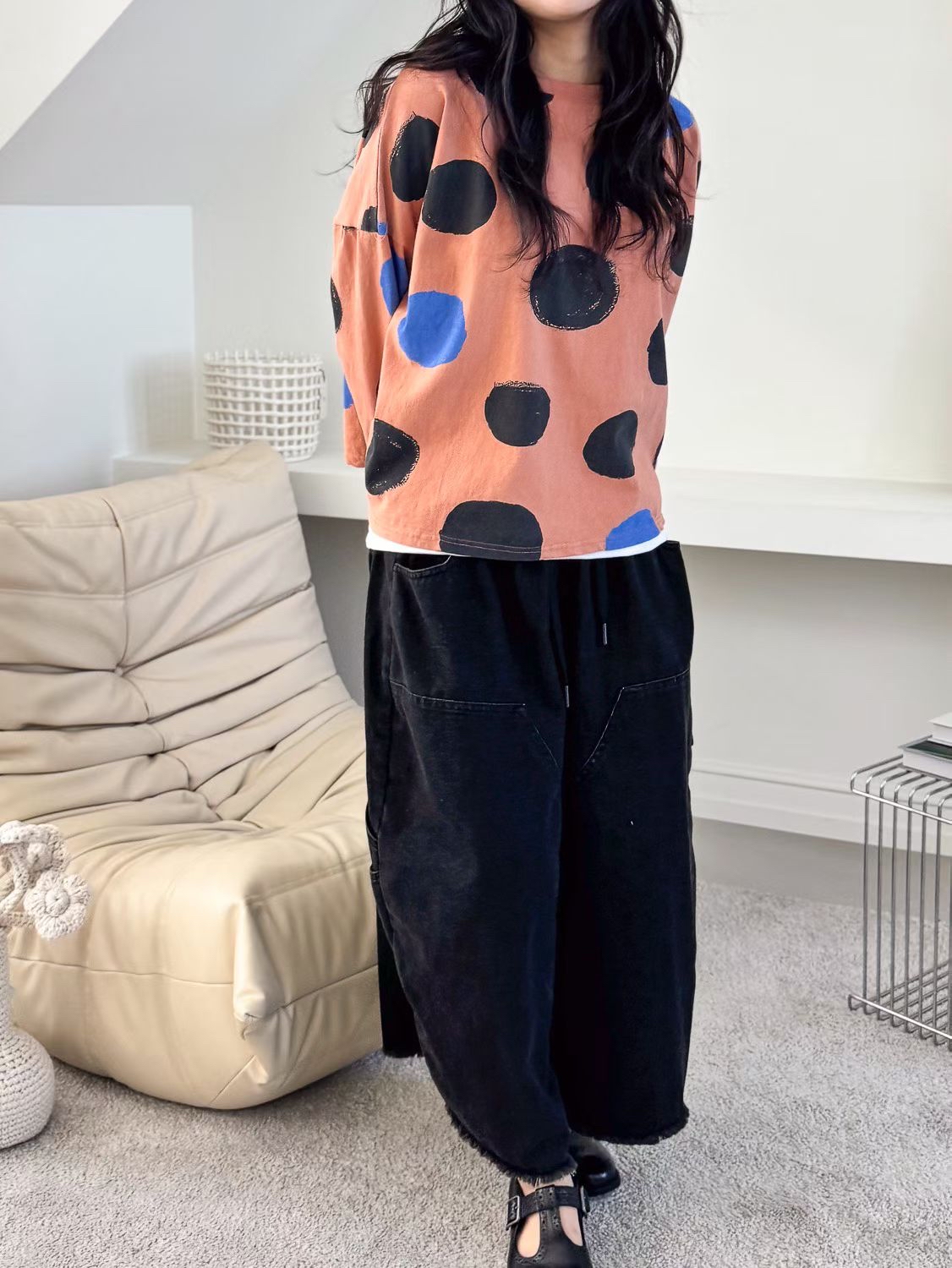 YA OE 藍點圖案top-2色