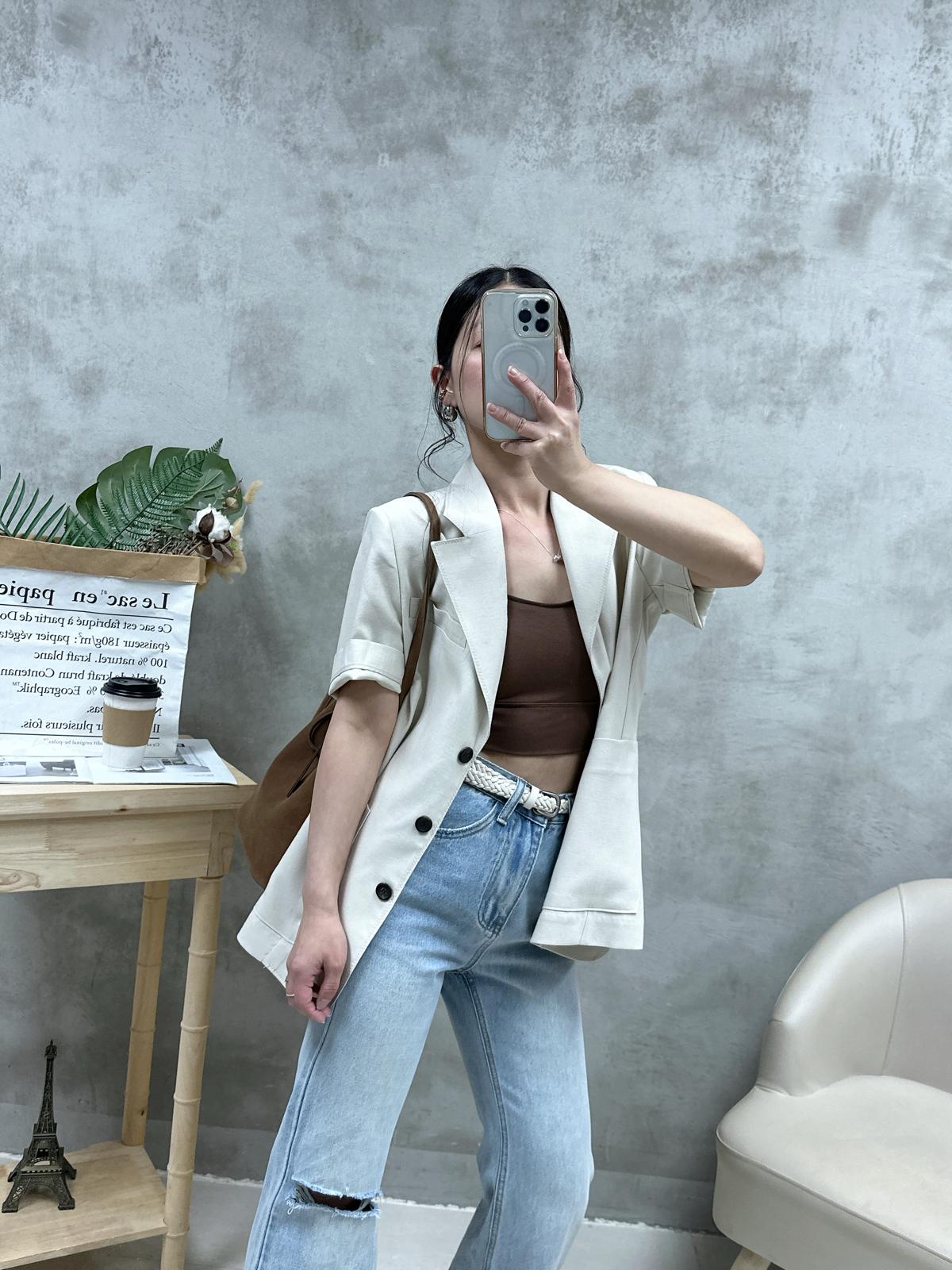 N02 棉麻短袖西裝褸
