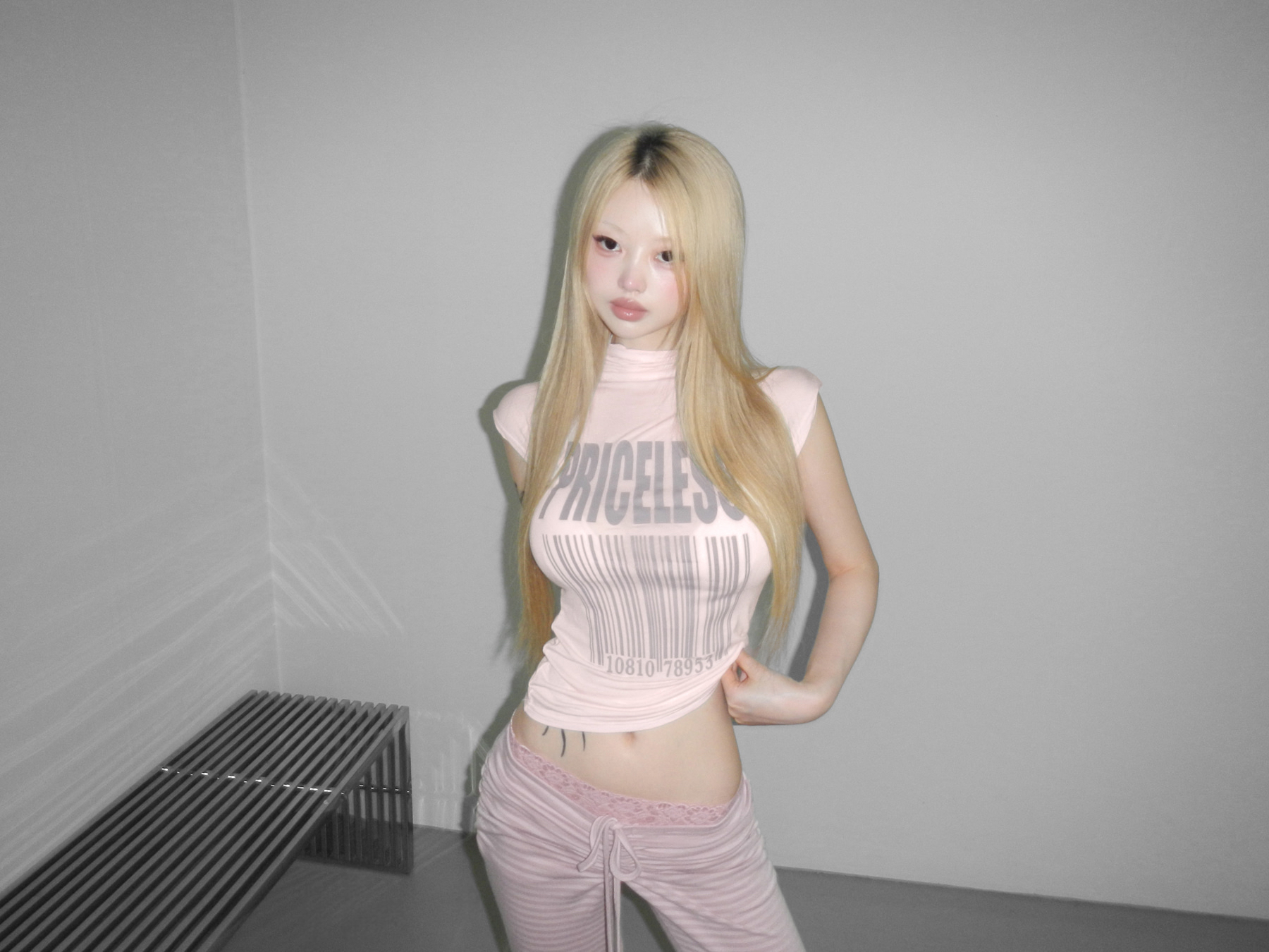 Mock Neck Slim-Fit Graphic Top