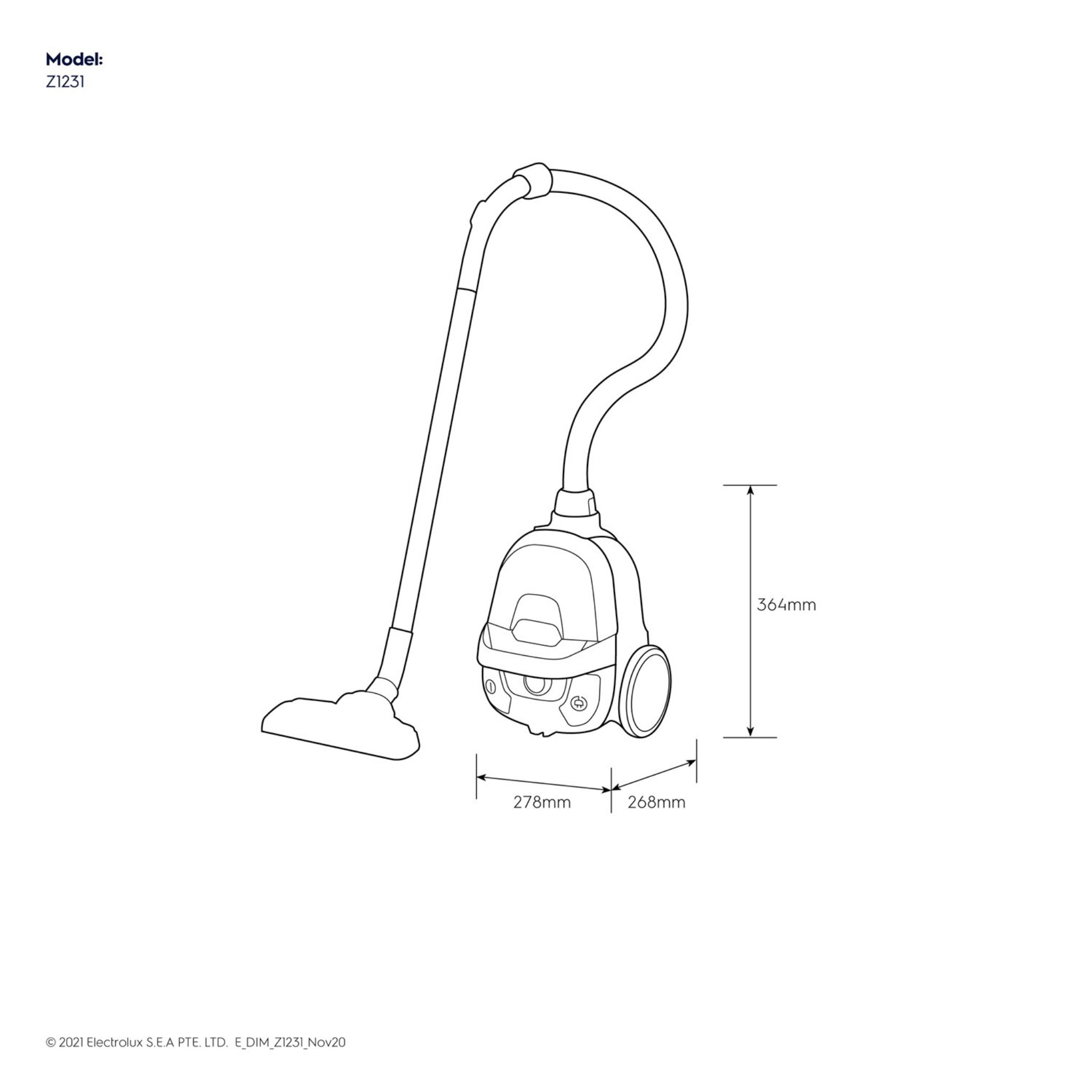 Electrolux CompactGo Cyclonic Bagless Vacuum Cleaner (Z1231)