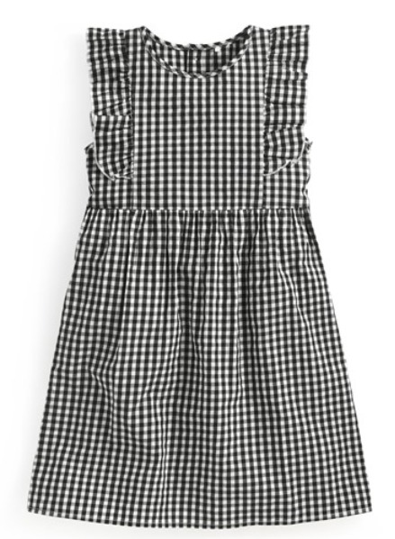 荷葉格紋洋裝-童